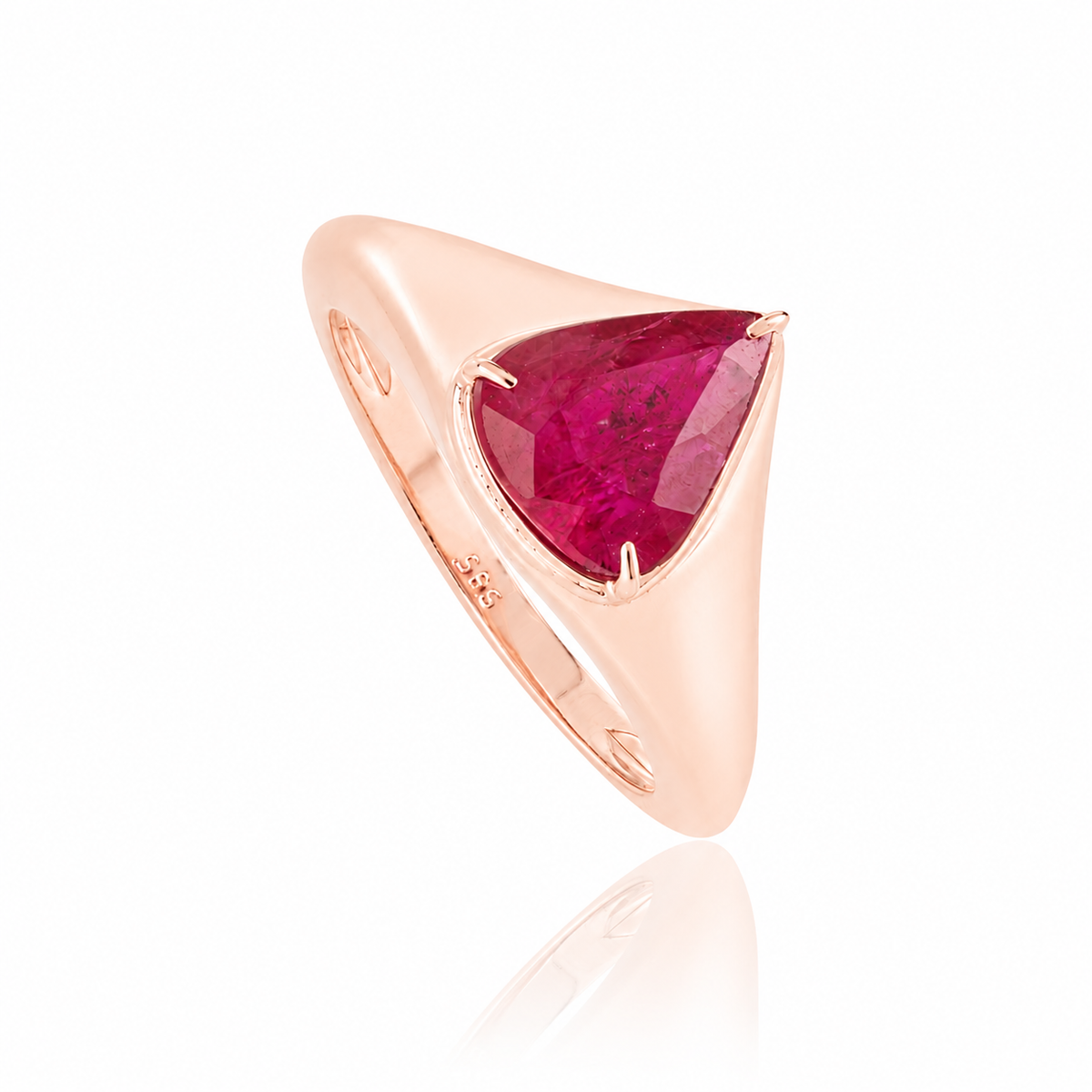 Pear Ruby Signet Ring