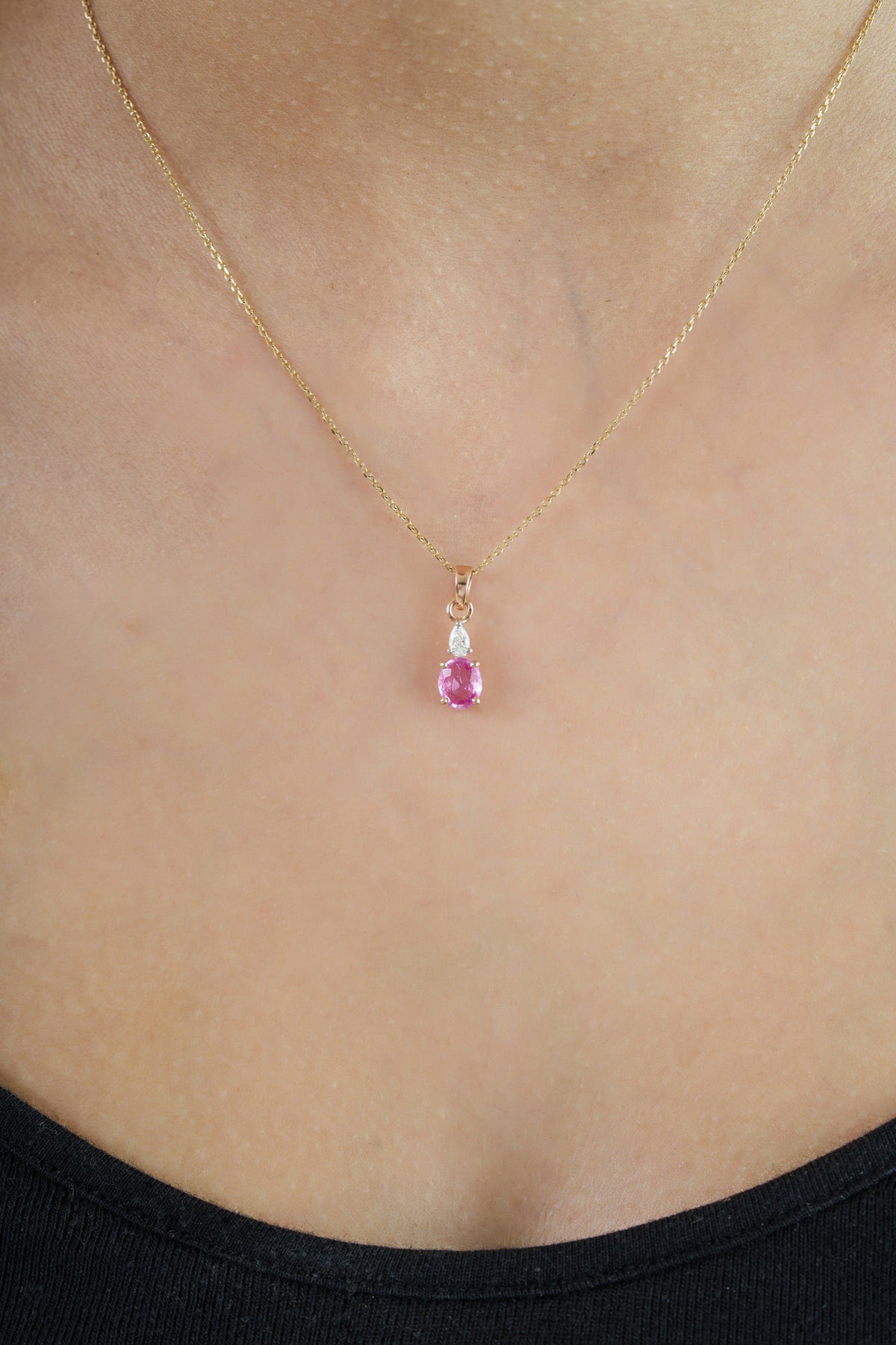 Pink Sapphire Diamond Pendant