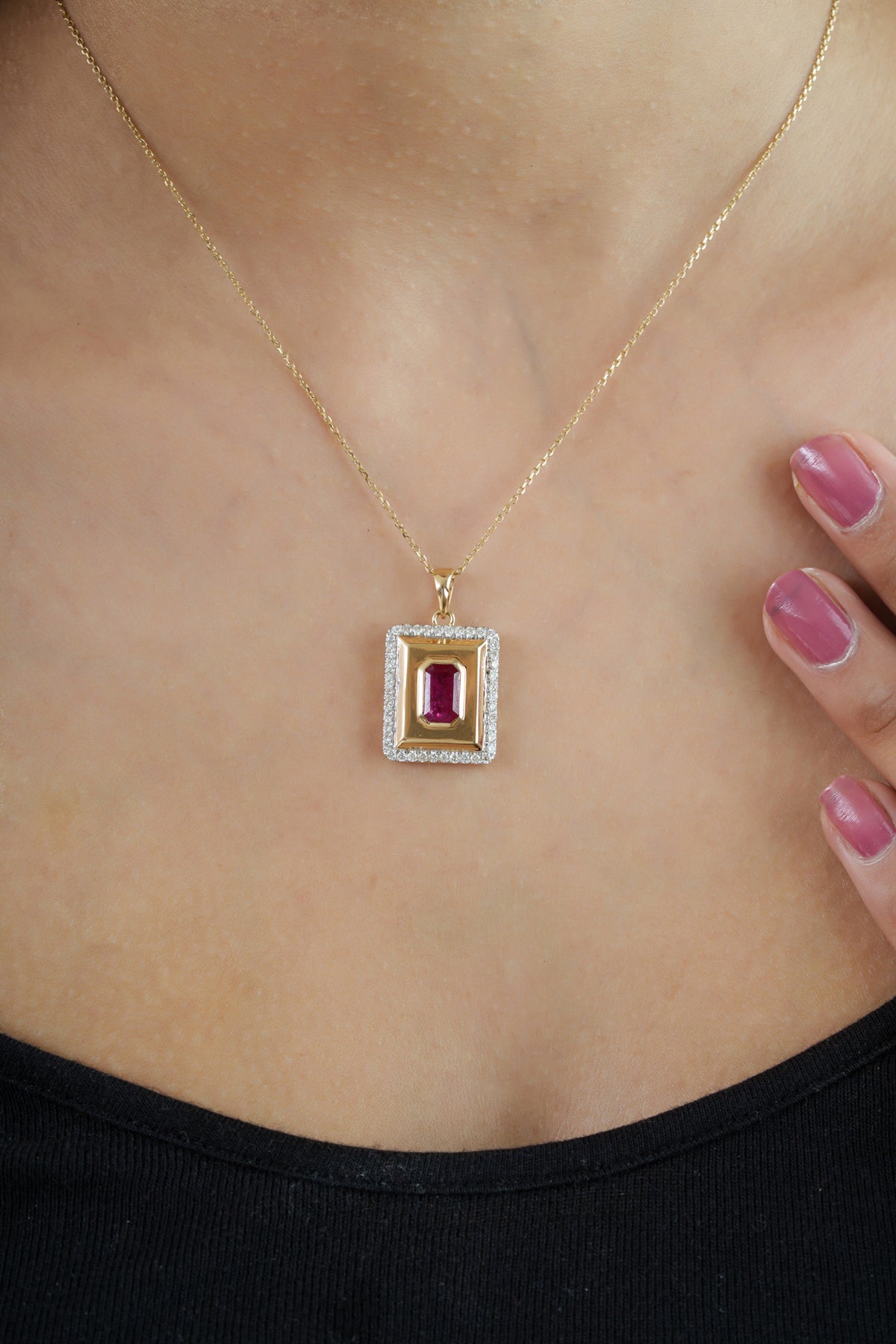 Ruby Diamond Gold Pendant