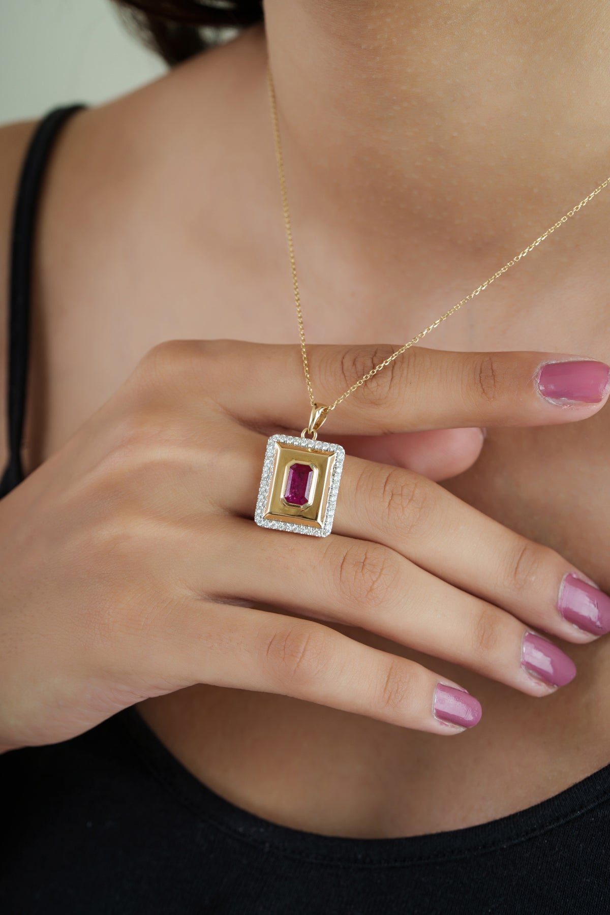 Ruby Diamond Gold Pendant