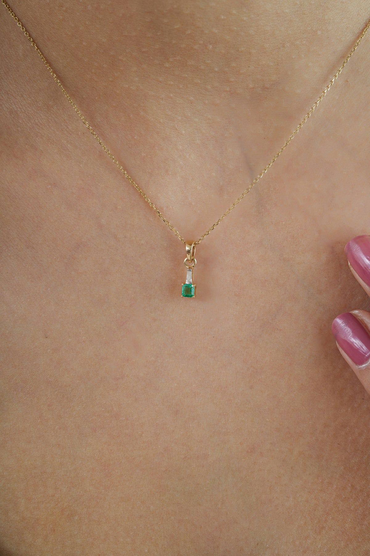 Emerald Diamond Gold Pendant