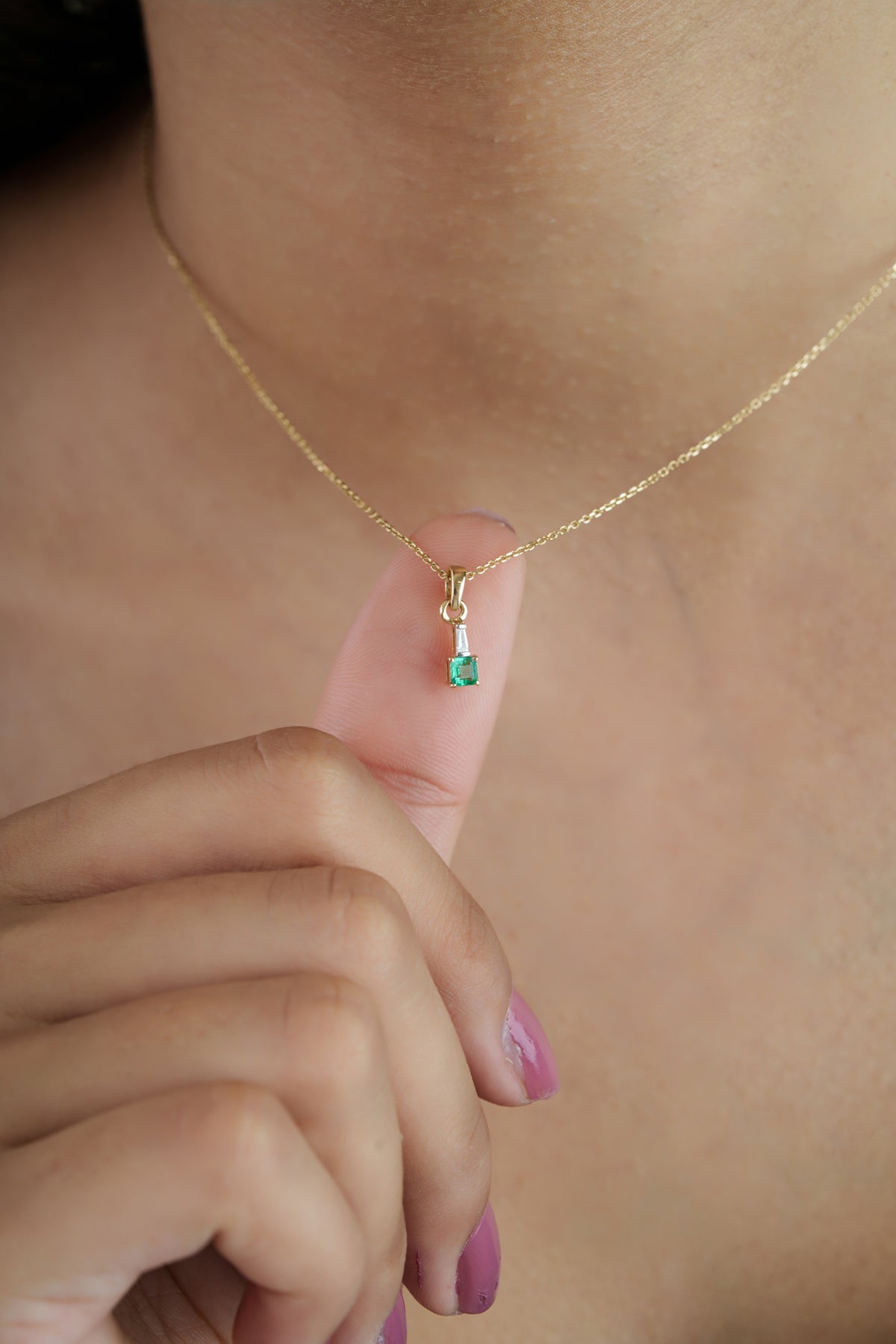 Emerald Diamond Gold Pendant