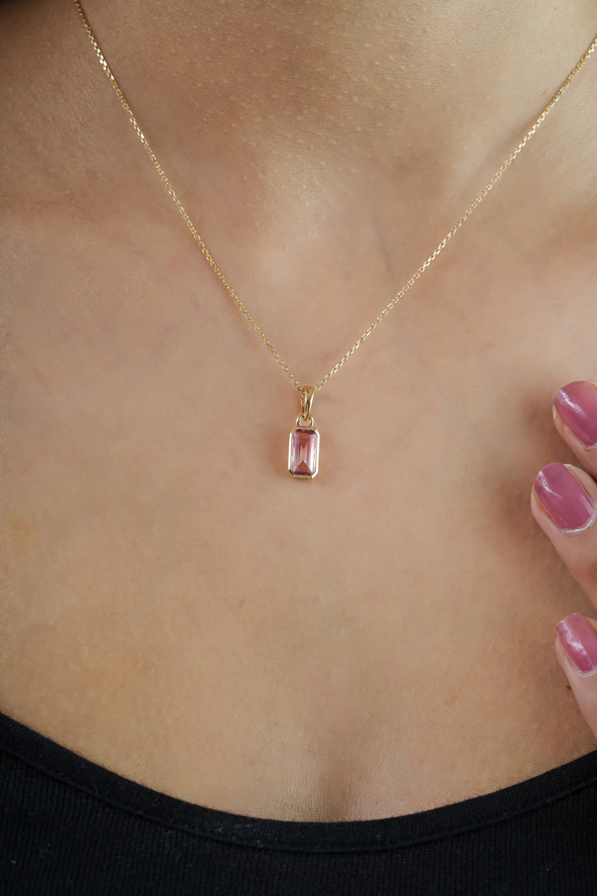 Pink Tourmaline Pendant Necklace