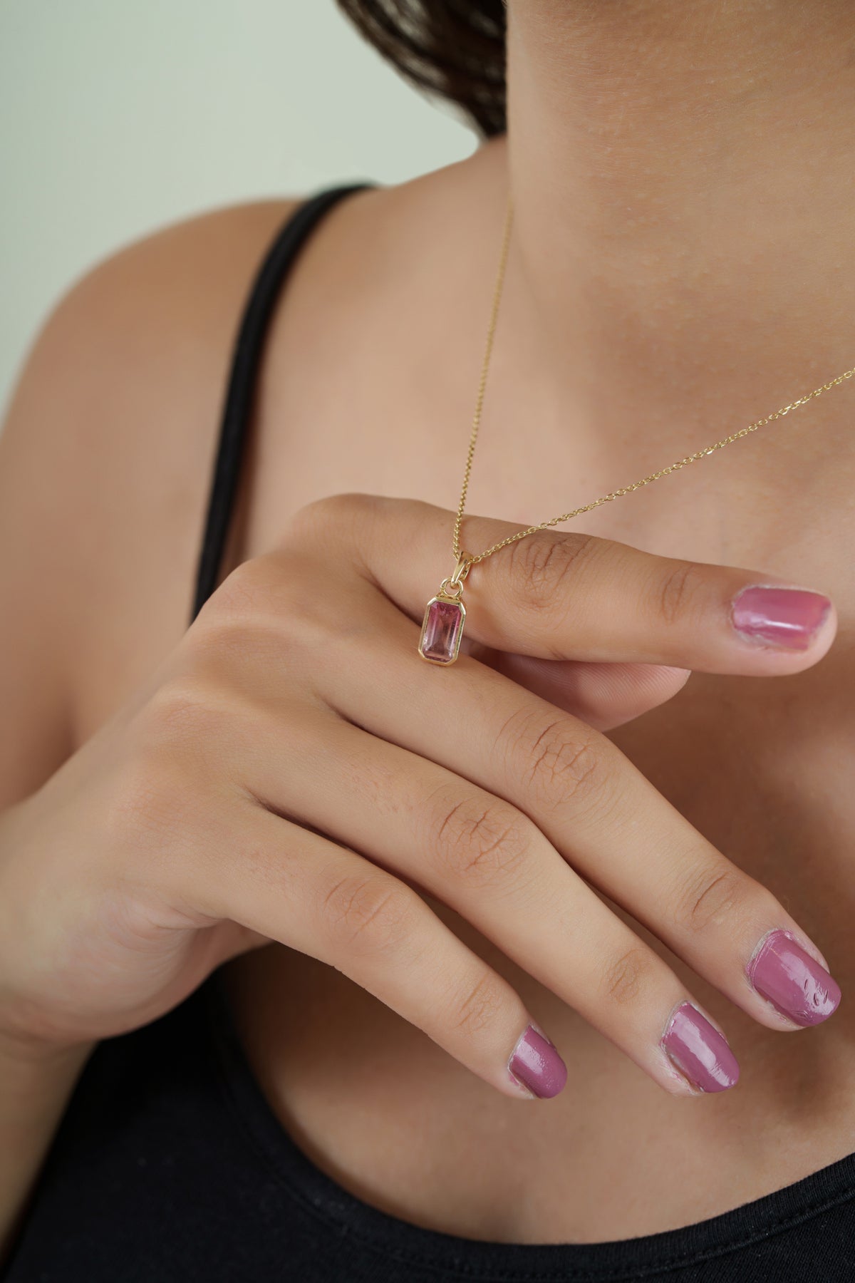 Pink Tourmaline Pendant Necklace