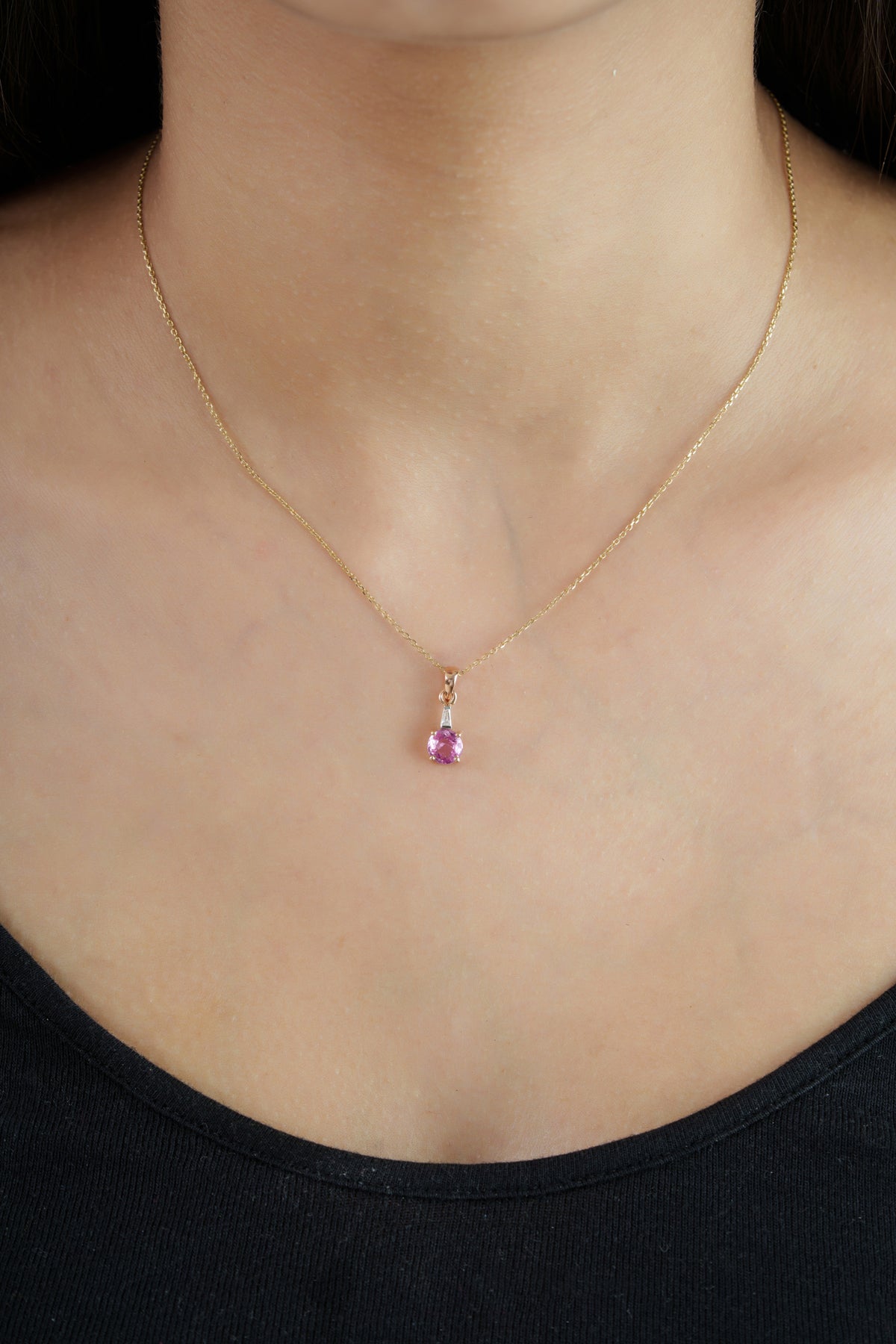Pink Sapphire & Diamond Pendant