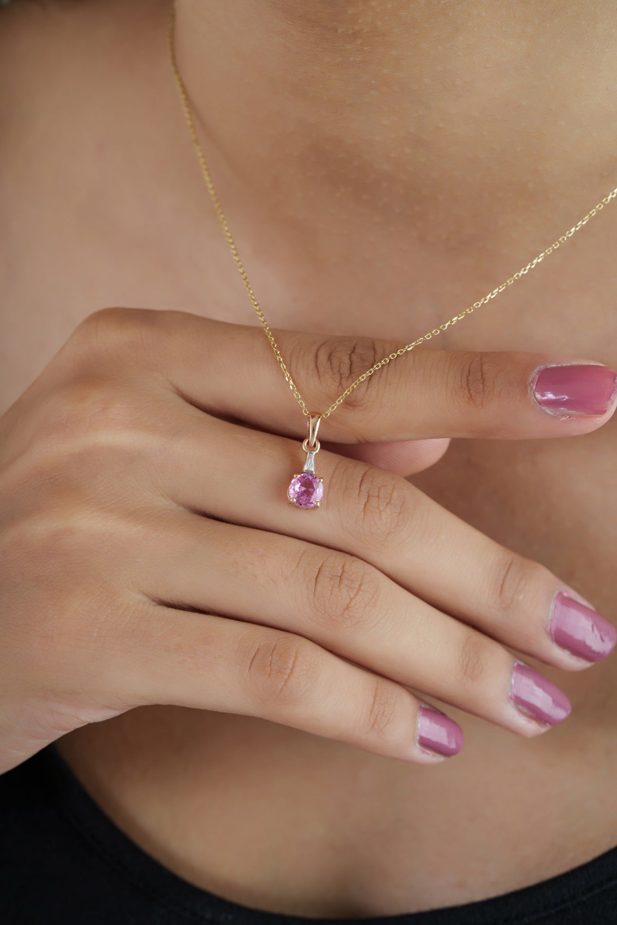 Pink Sapphire & Diamond Pendant