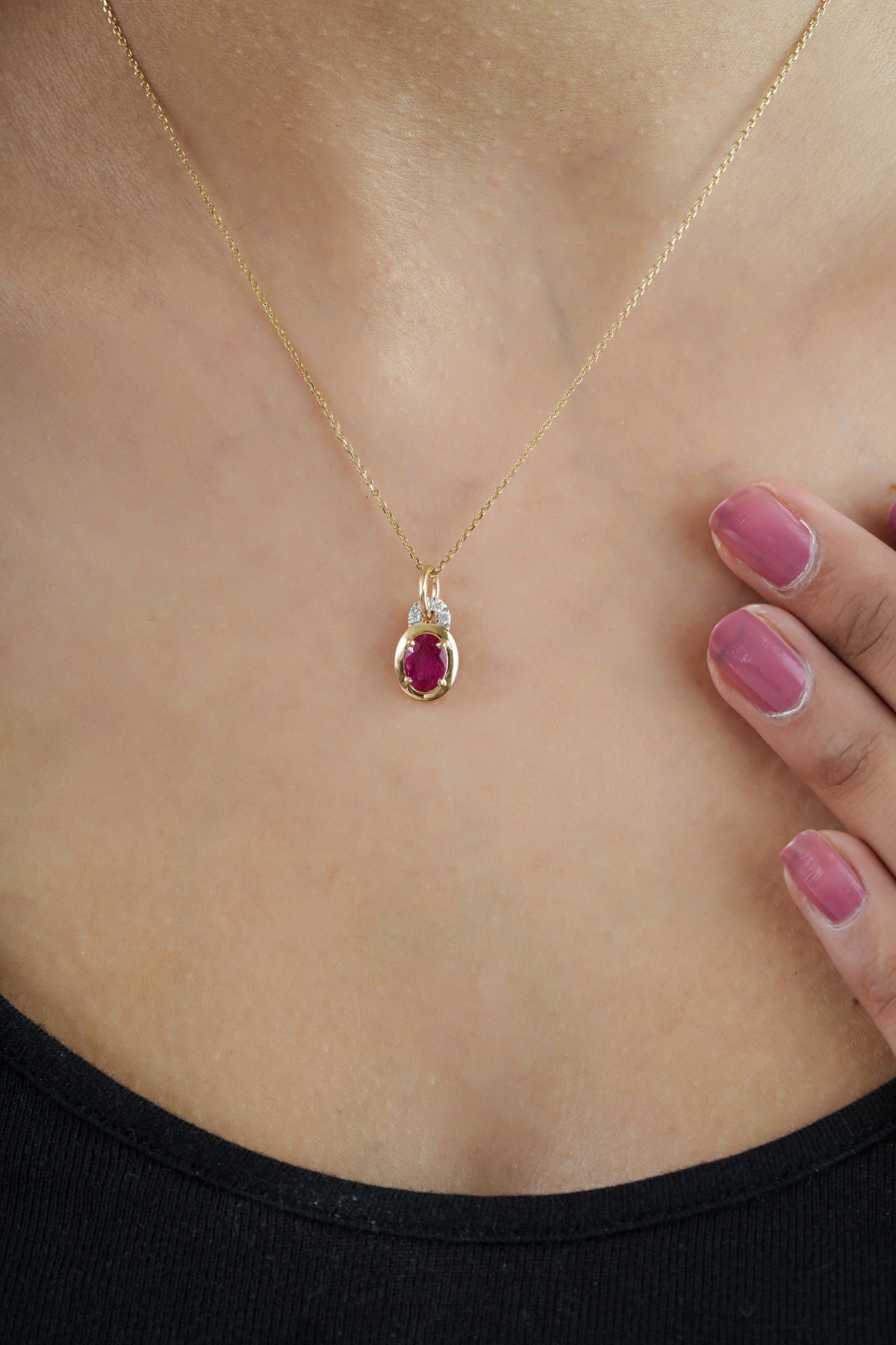 Ruby Pendant with Diamonds