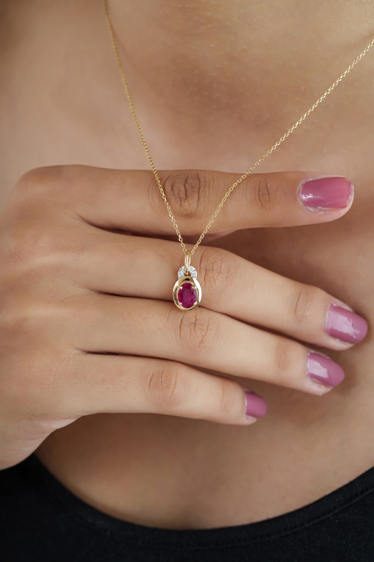 Ruby Pendant with Diamonds