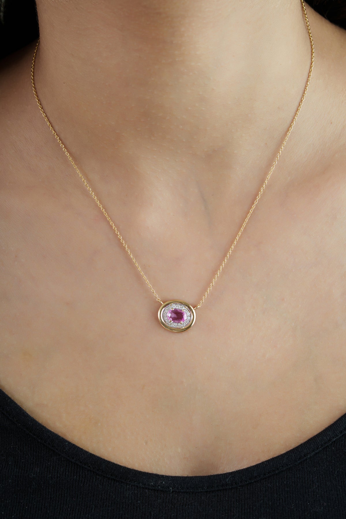 Pink Sapphire & Diamond Pendant Necklace