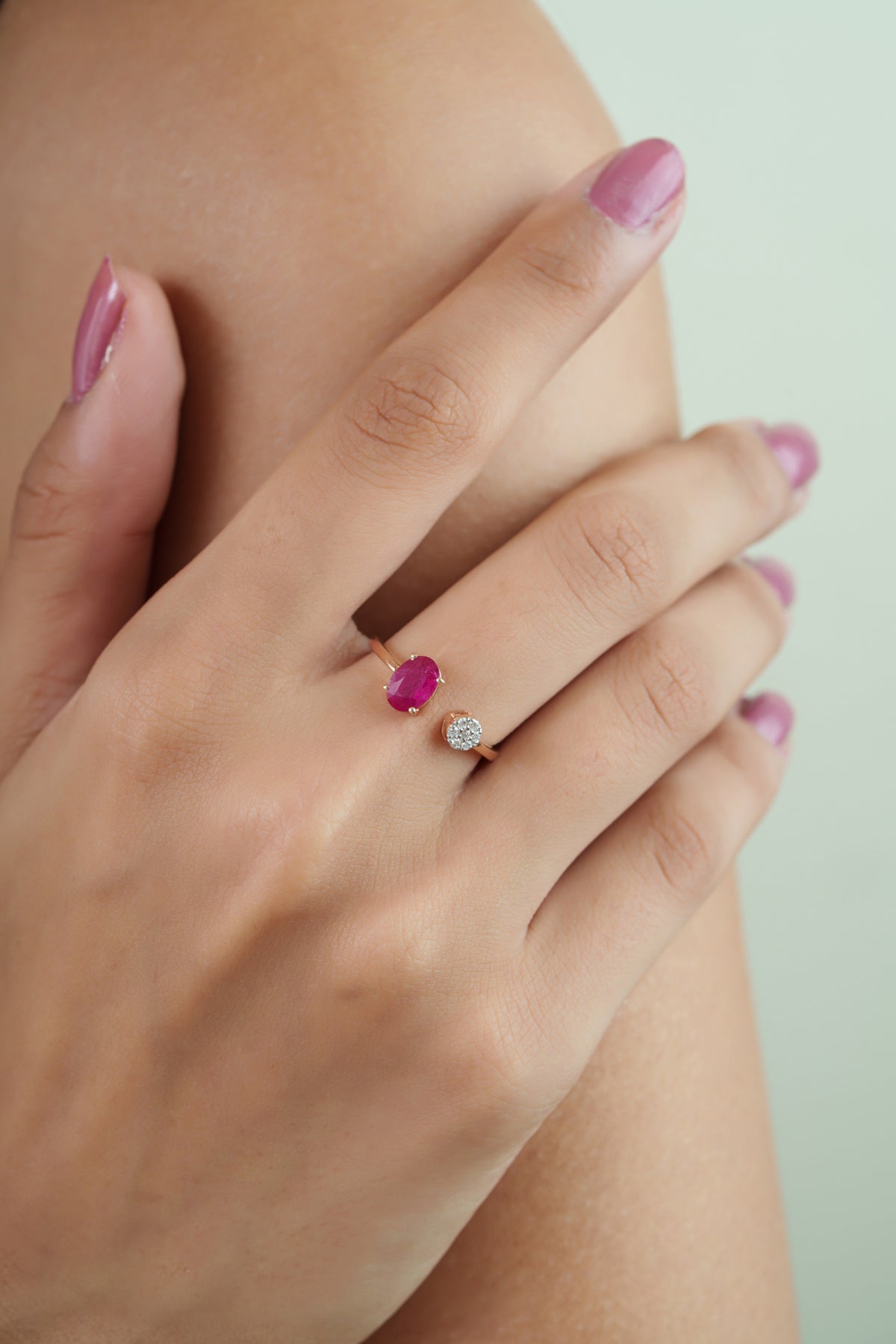 Ruby Diamond Bypass Ring
