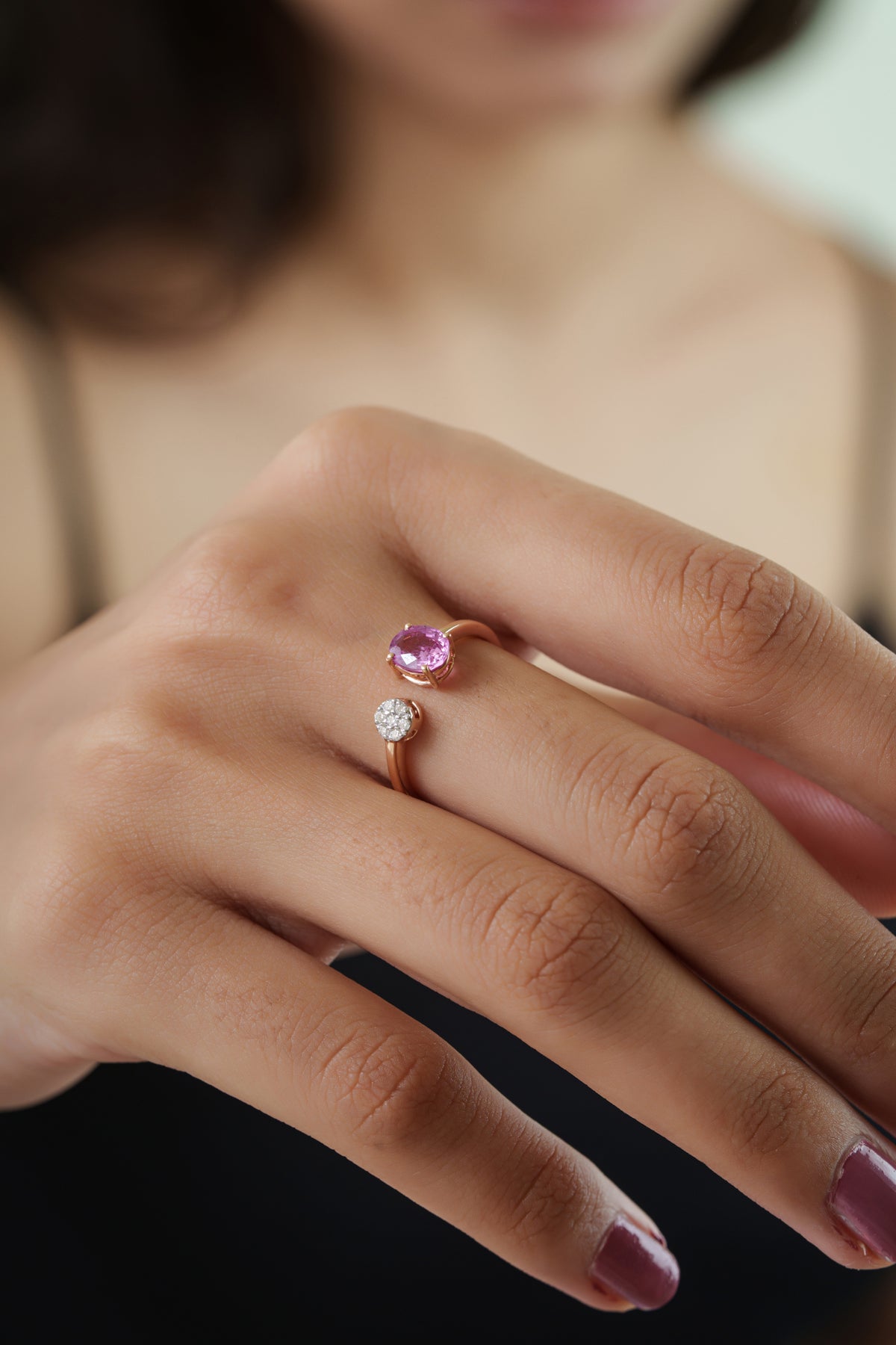 Pink Sapphire Diamond Bypass Ring