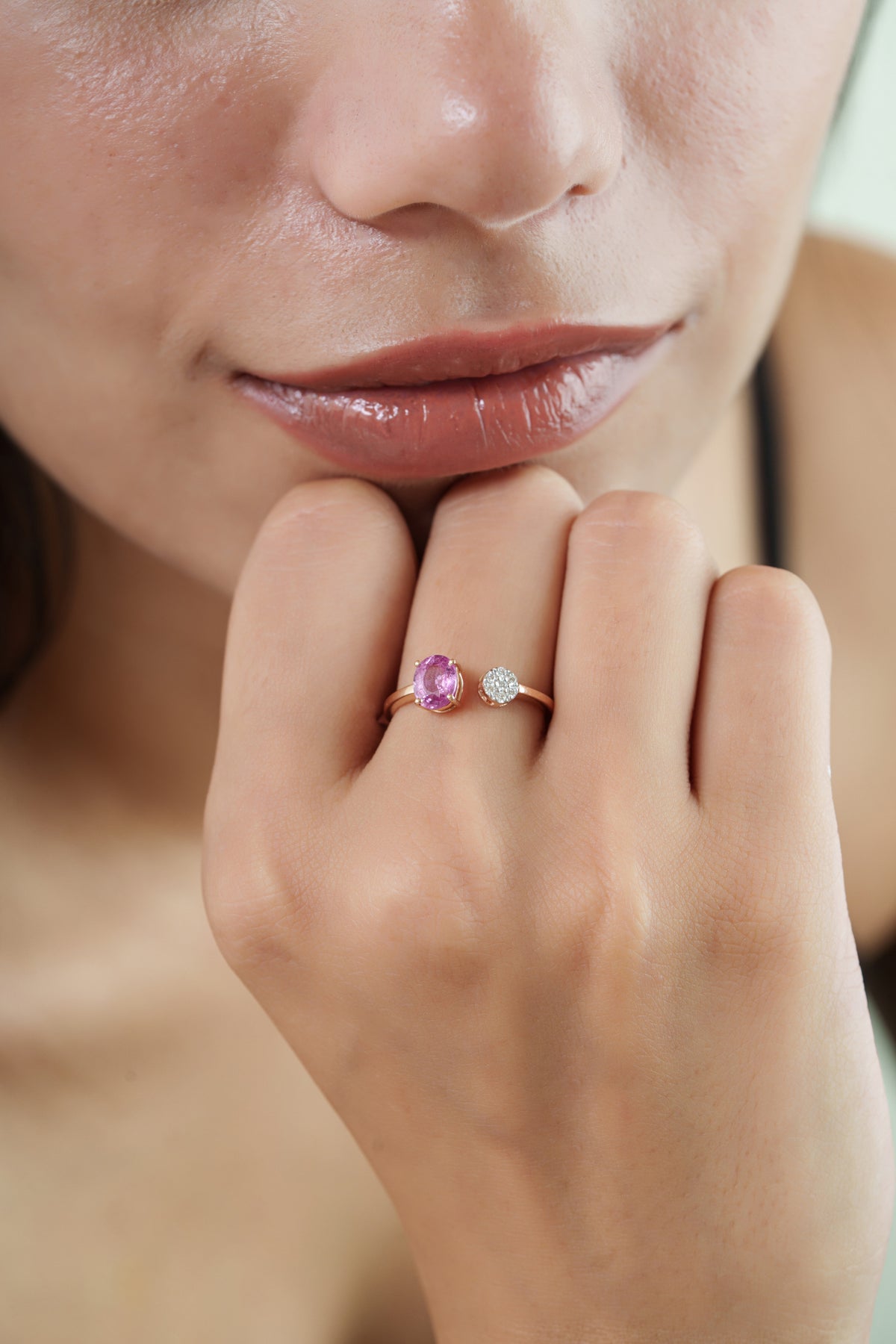 Pink Sapphire Diamond Bypass Ring