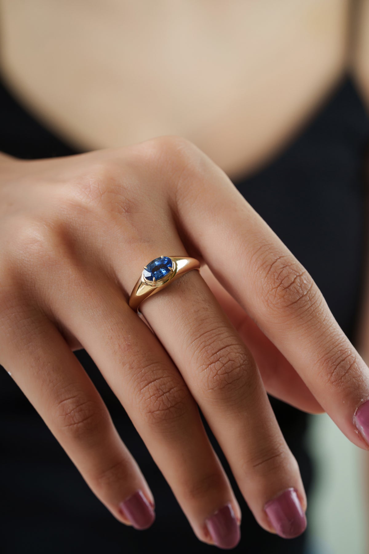 Blue Sapphire Signet Ring