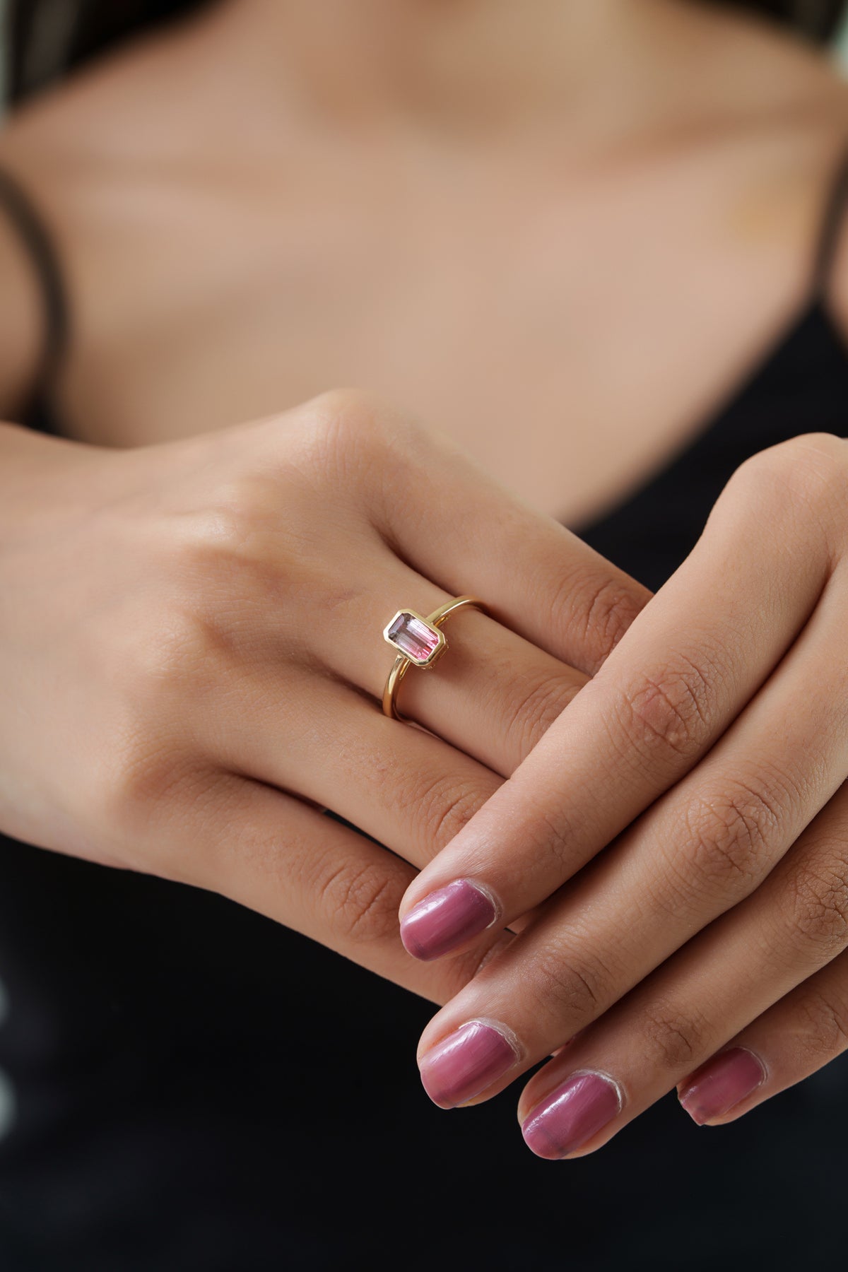 Watermelon Tourmaline Bezel Ring