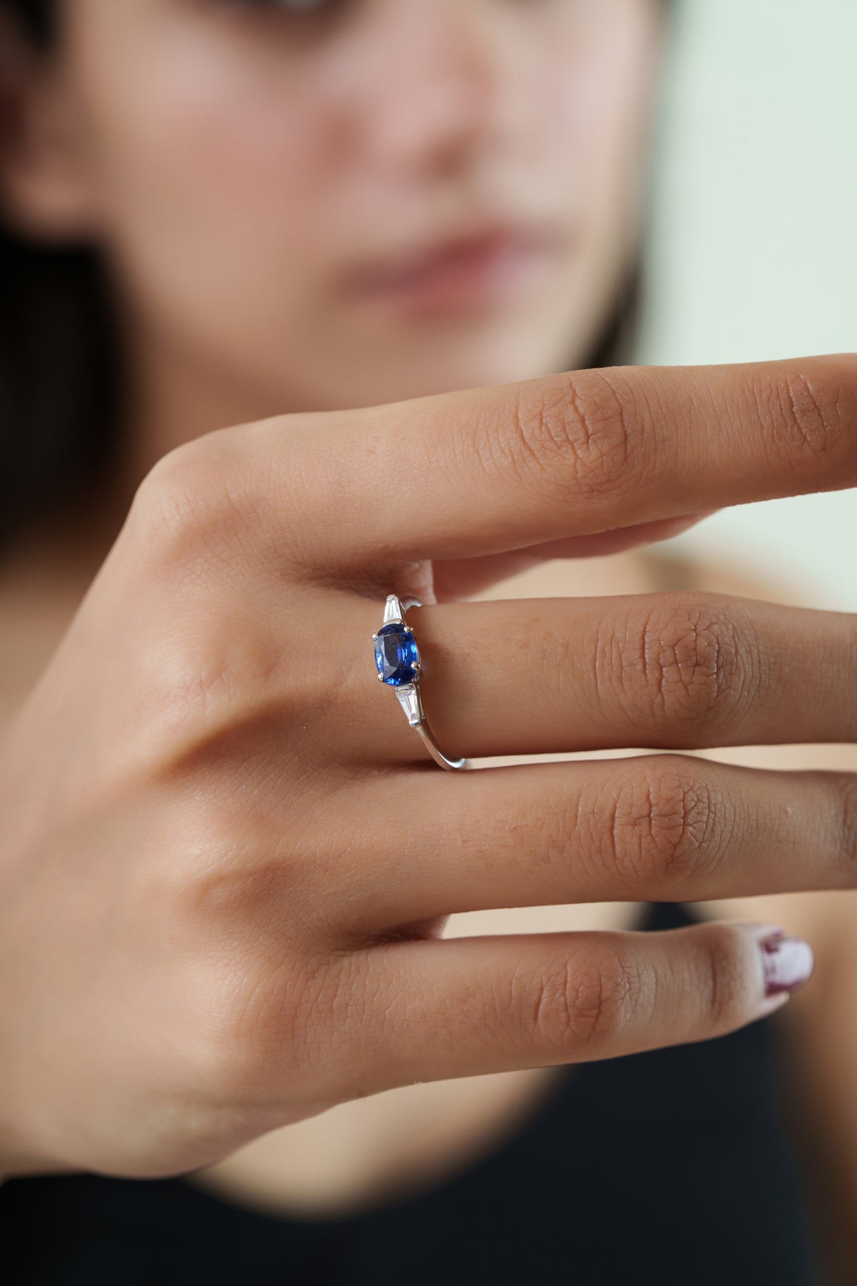 Oval Blue Sapphire Diamond Ring