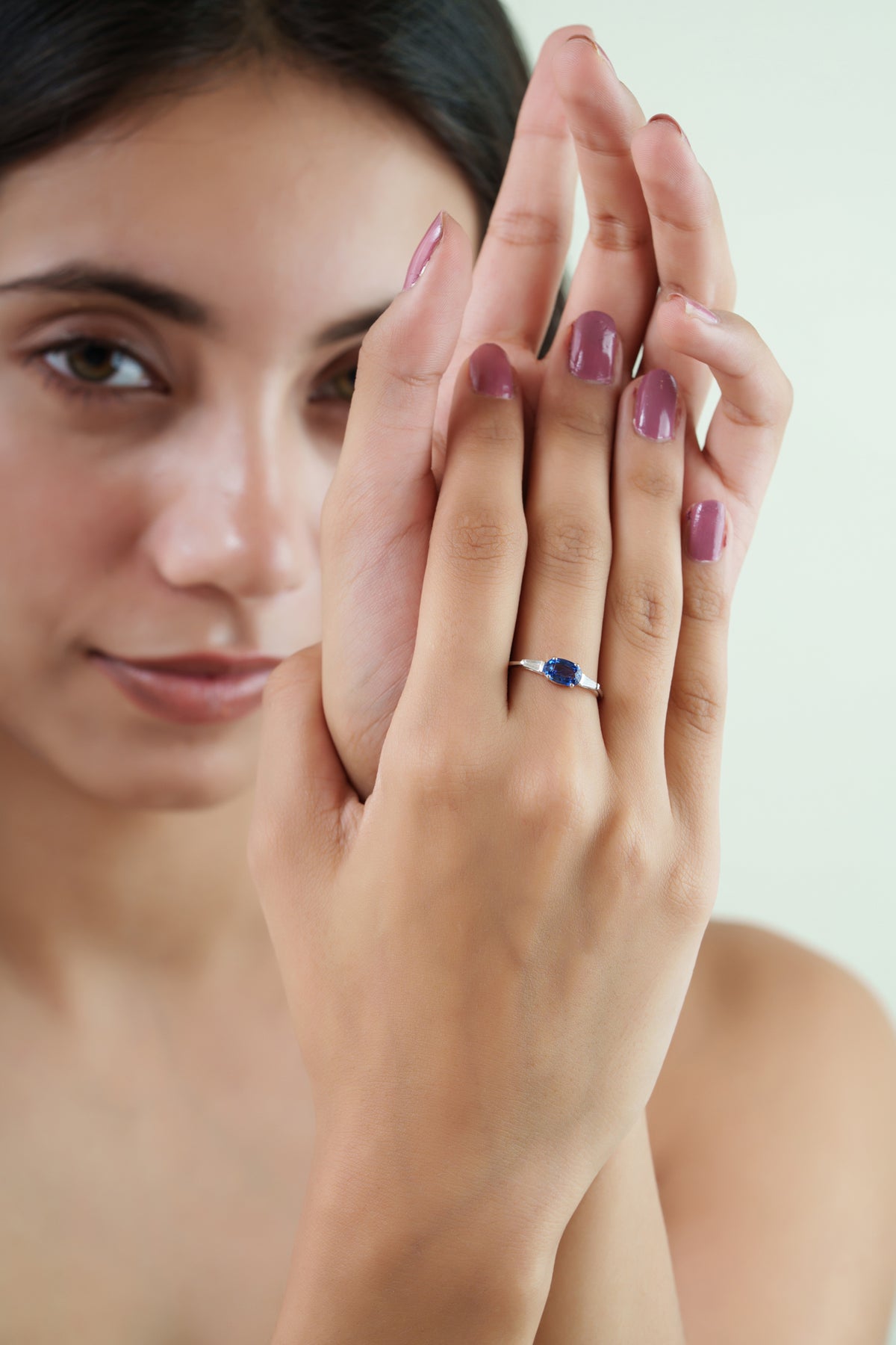 Oval Blue Sapphire Diamond Ring