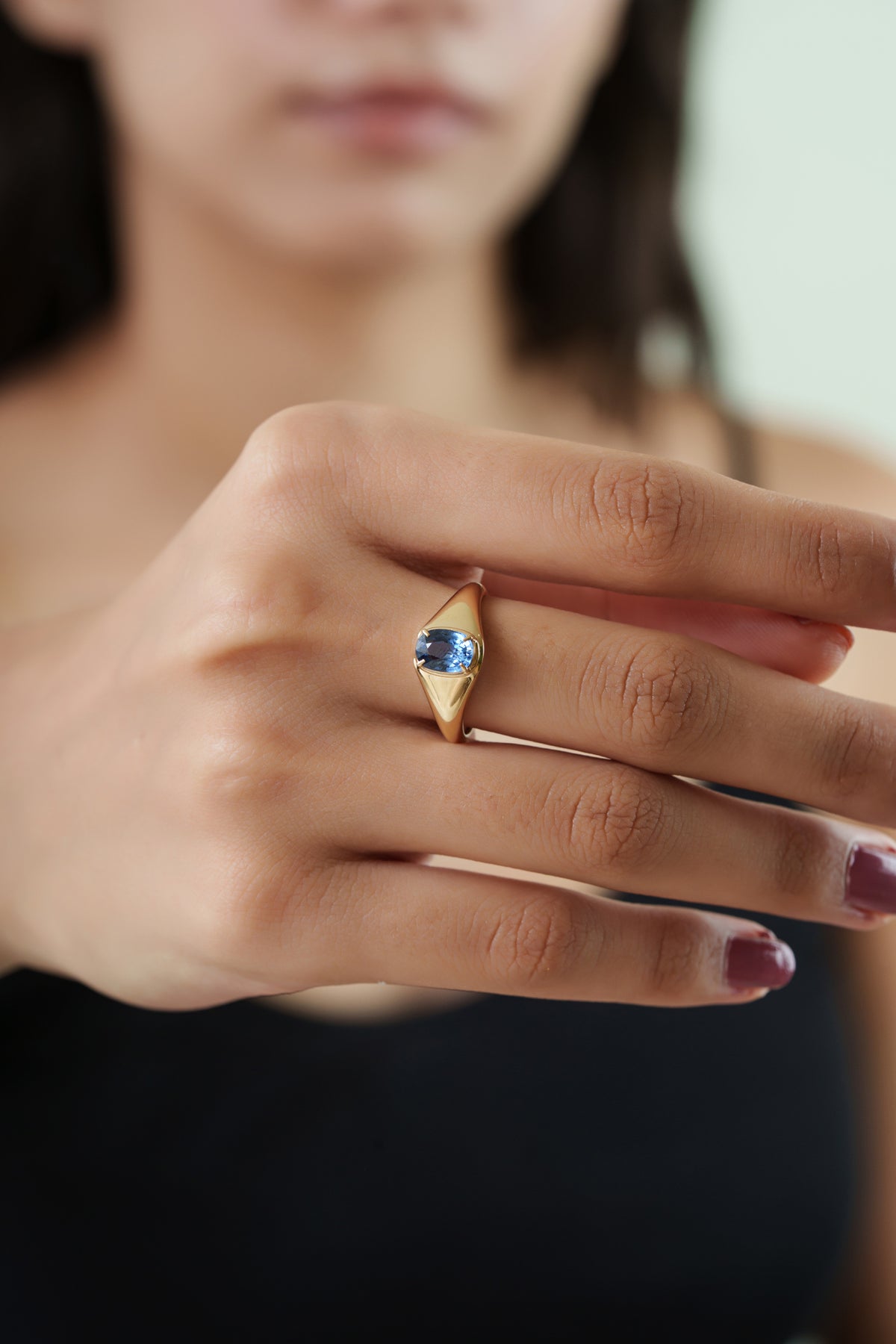 Blue Sapphire Signet Ring