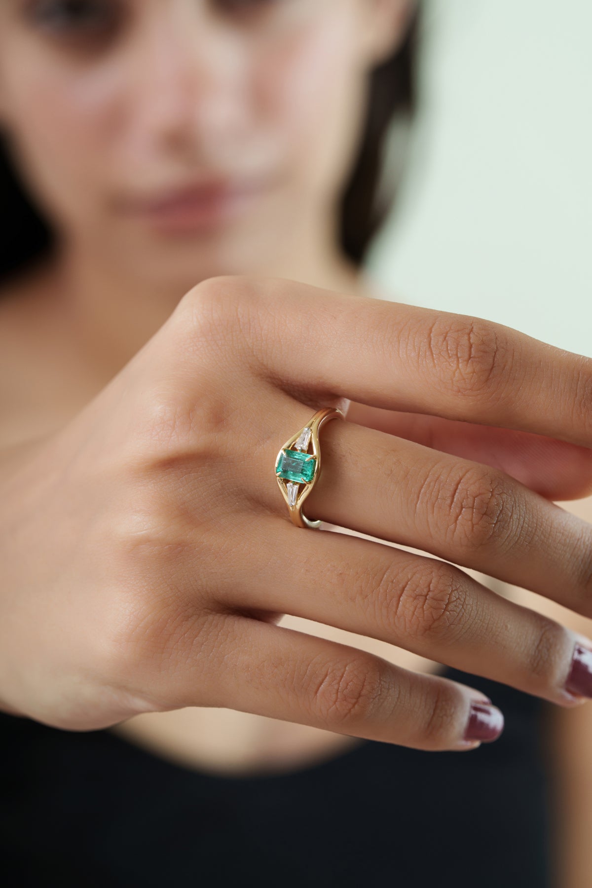 Emerald Cut Emerald Diamond Ring