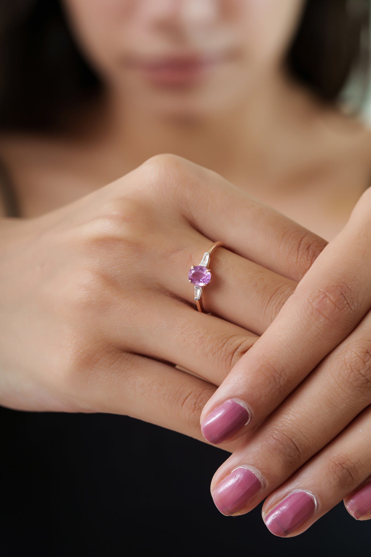 Pink Sapphire Ring with Diamond