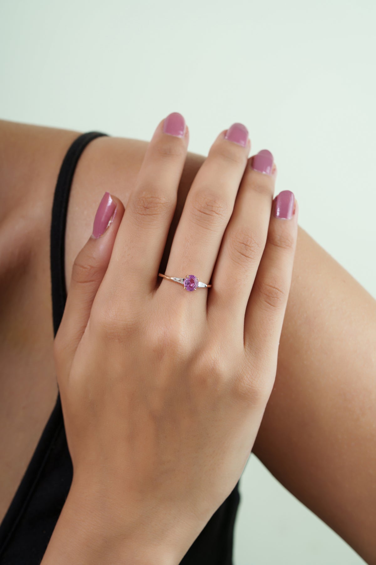 Pink Sapphire Ring with Diamond