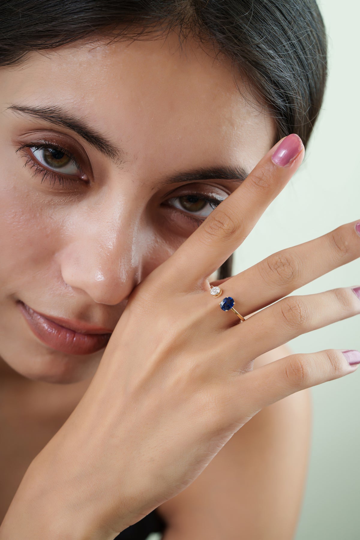 Open Sapphire Diamond Ring