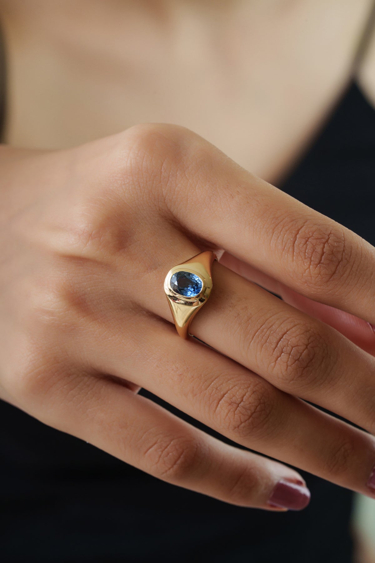 Blue Sapphire Signet Ring