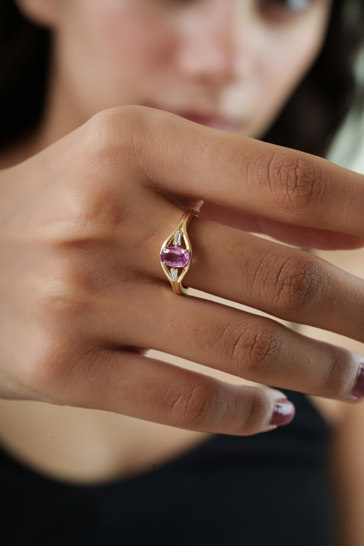 Pink Sapphire Diamond Ring