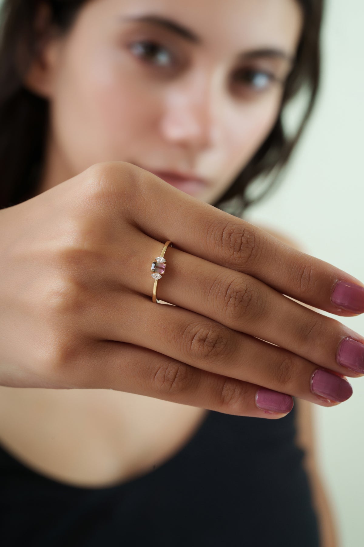 Bi-Color Tourmaline Diamond Ring