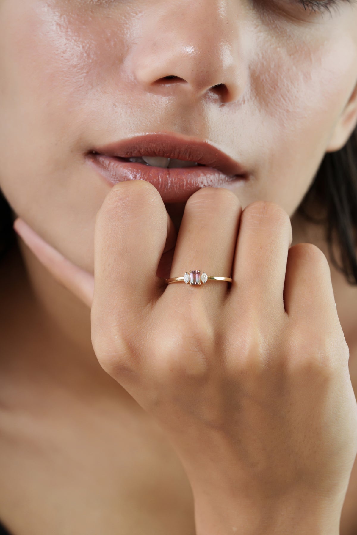 Bi-Color Tourmaline Diamond Ring