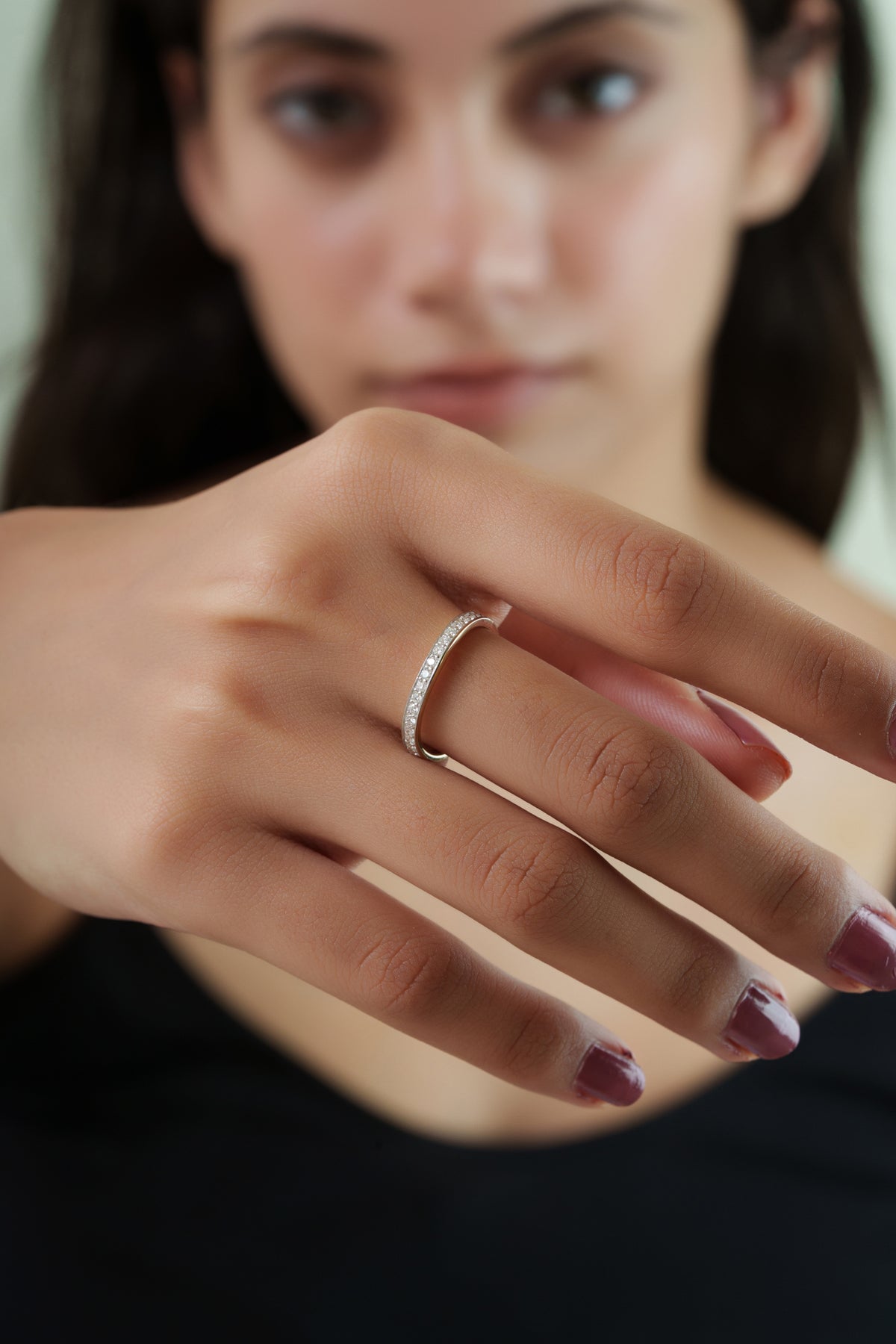 Curved Diamond Wedding Band