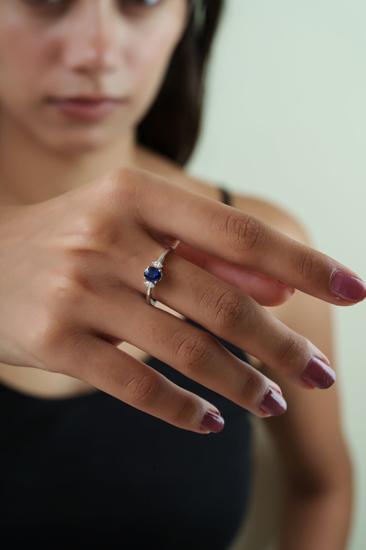 Natural Sapphire Three Stone Ring