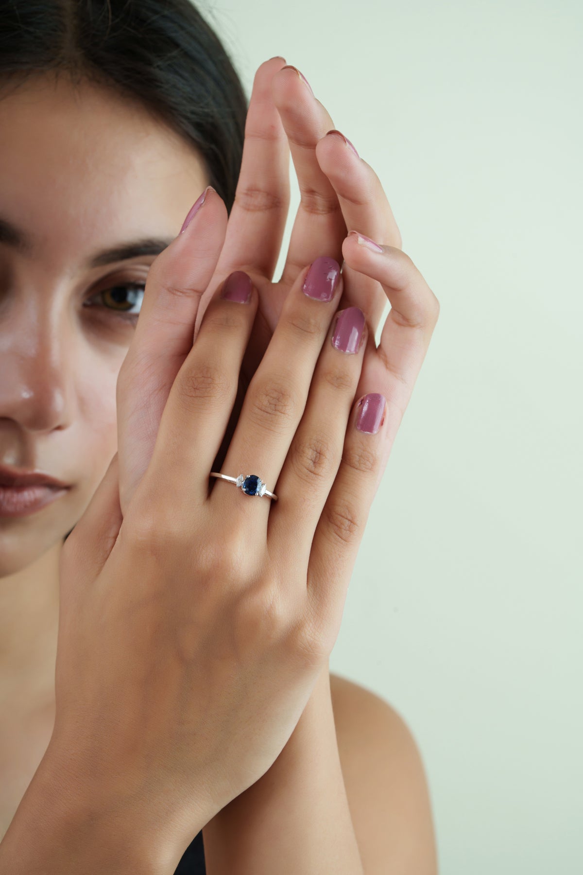 Natural Sapphire Three Stone Ring