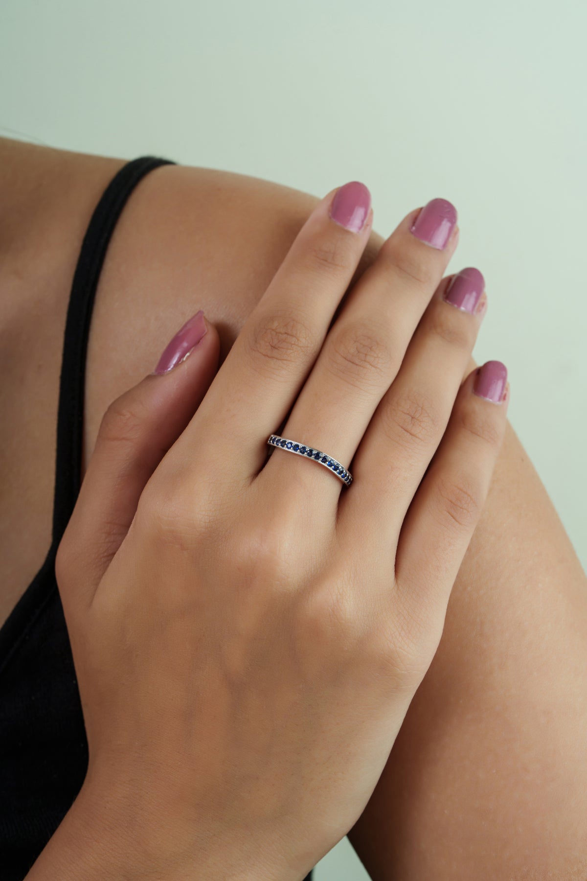 Blue Sapphire Wishbone Ring