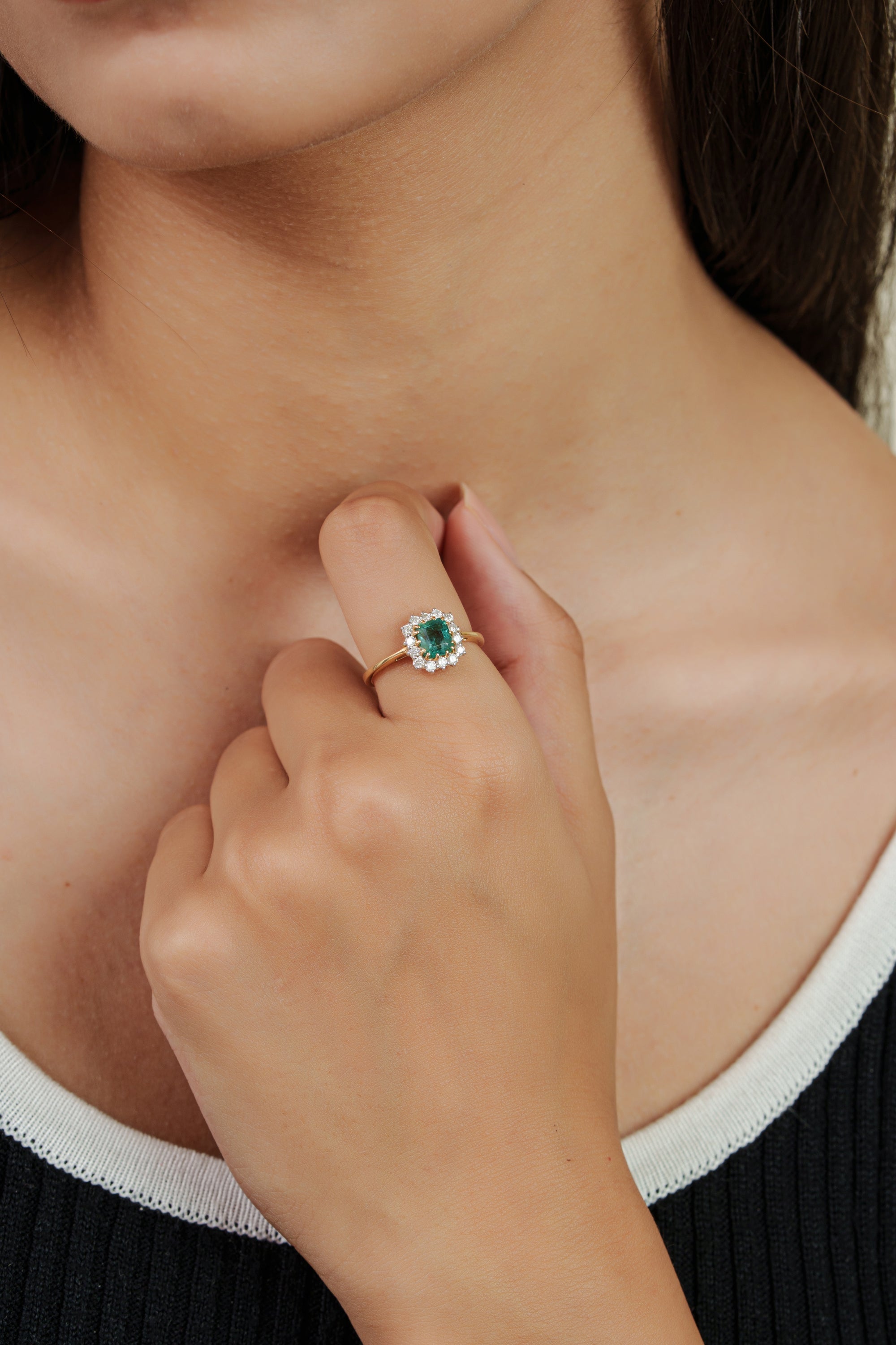 Octagon Emerald Diamond Ring