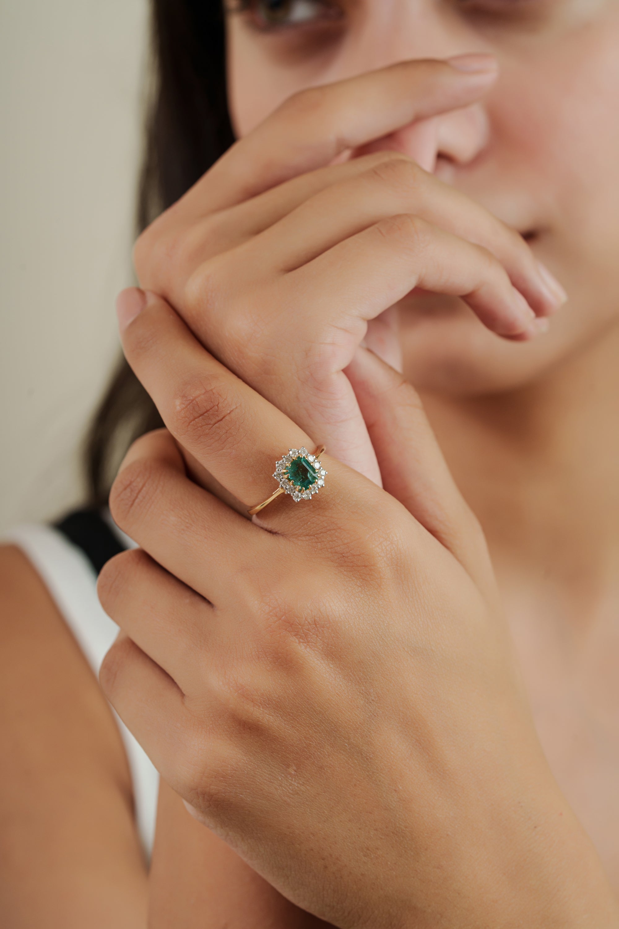 Octagon Emerald Diamond Ring