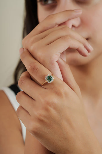 Octagon Emerald Diamond Ring