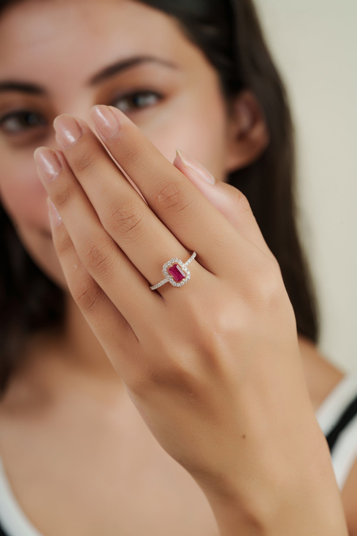 Ruby & Diamond Halo Ring