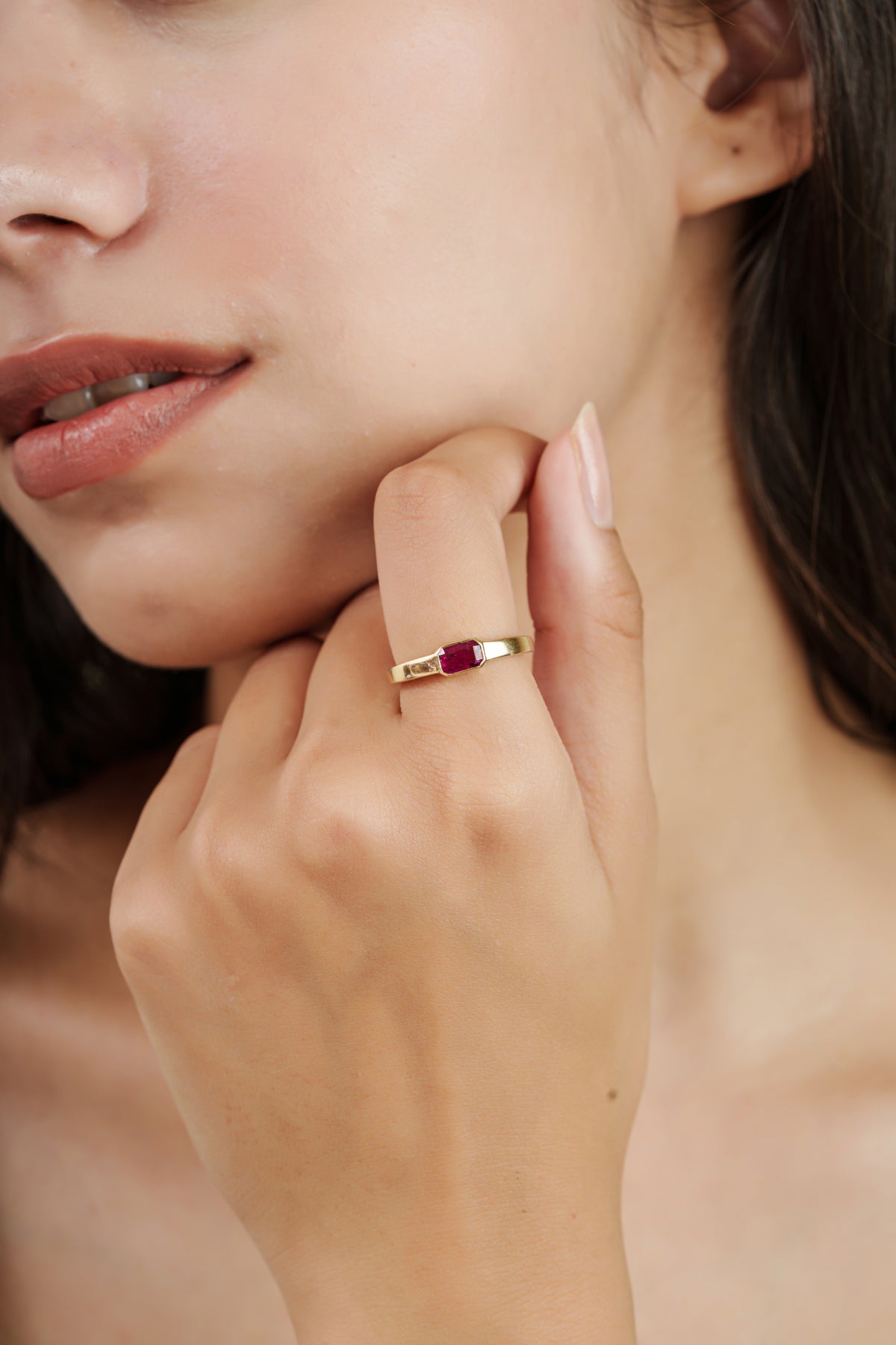 Emerald Cut Ruby Ring