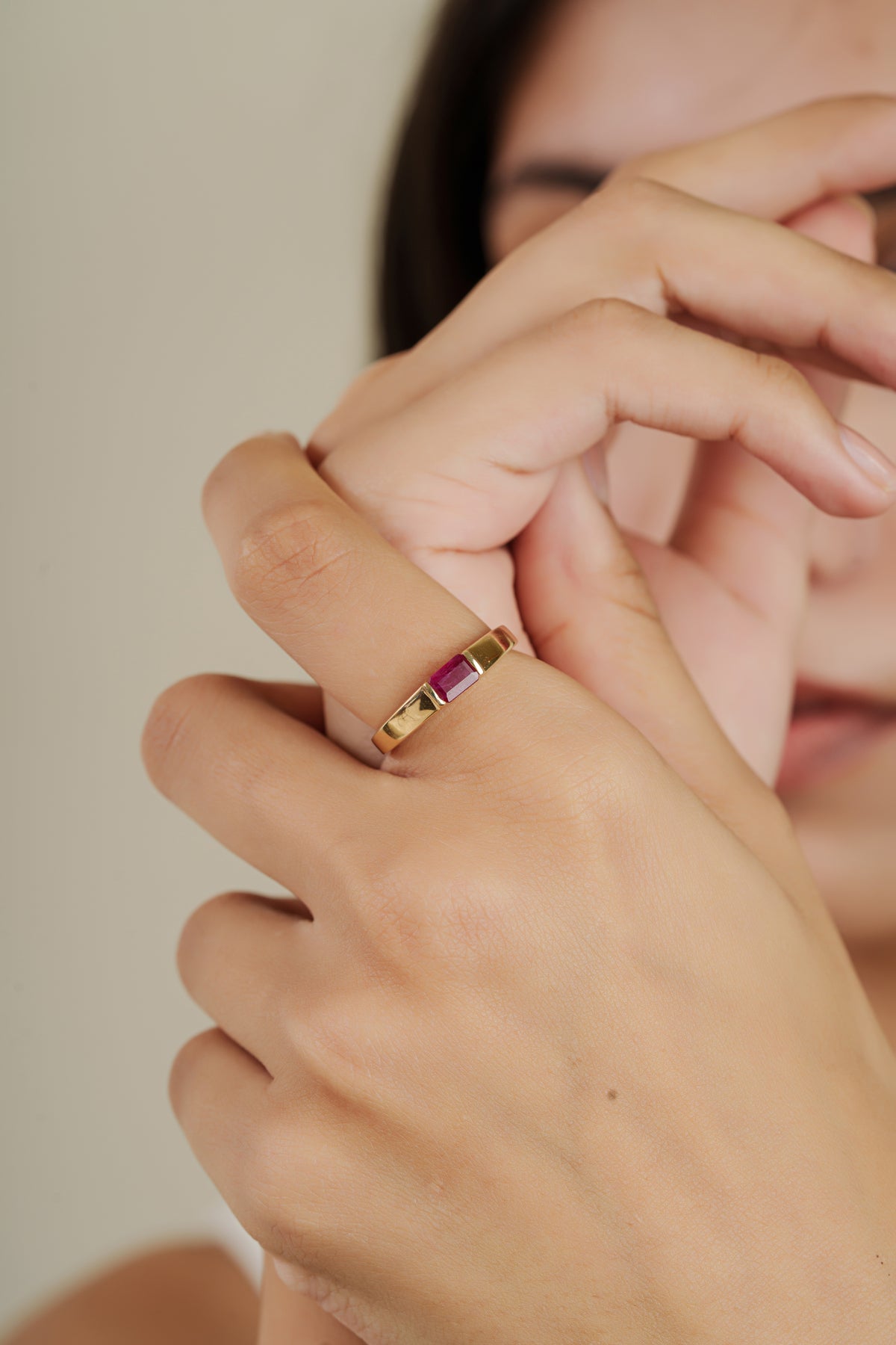 Emerald Cut Ruby Band Ring