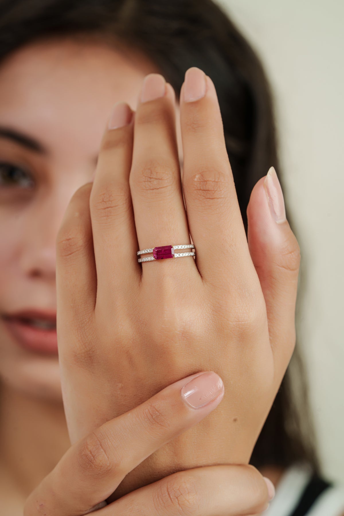 Ruby & Diamond Split Band Ring