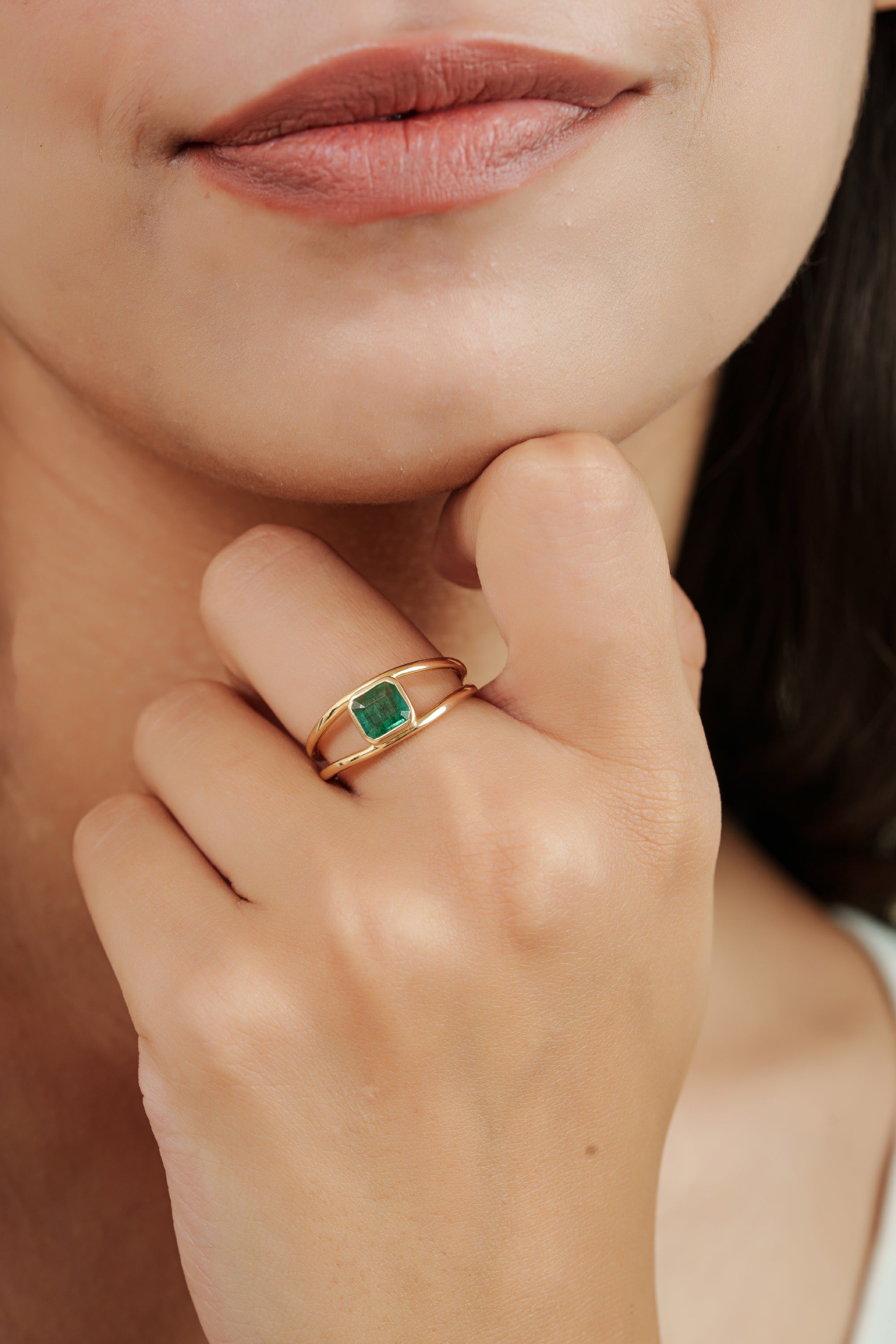 Emerald Double Band Ring