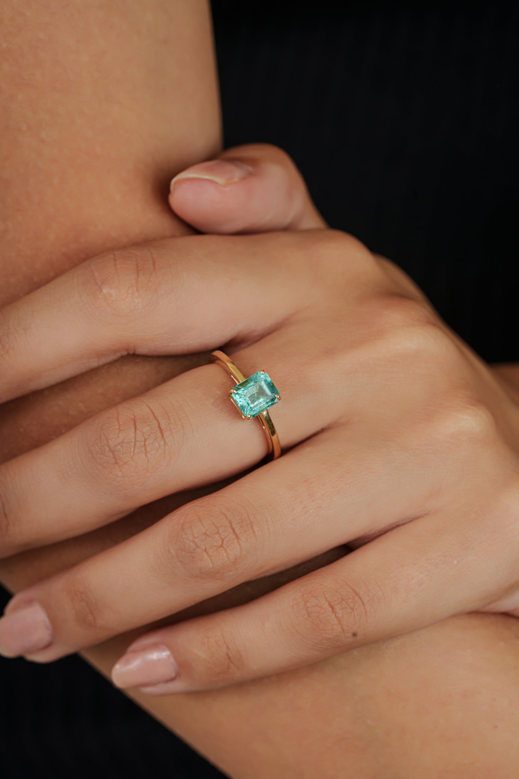 Square Emerald-Cut Emerald Ring