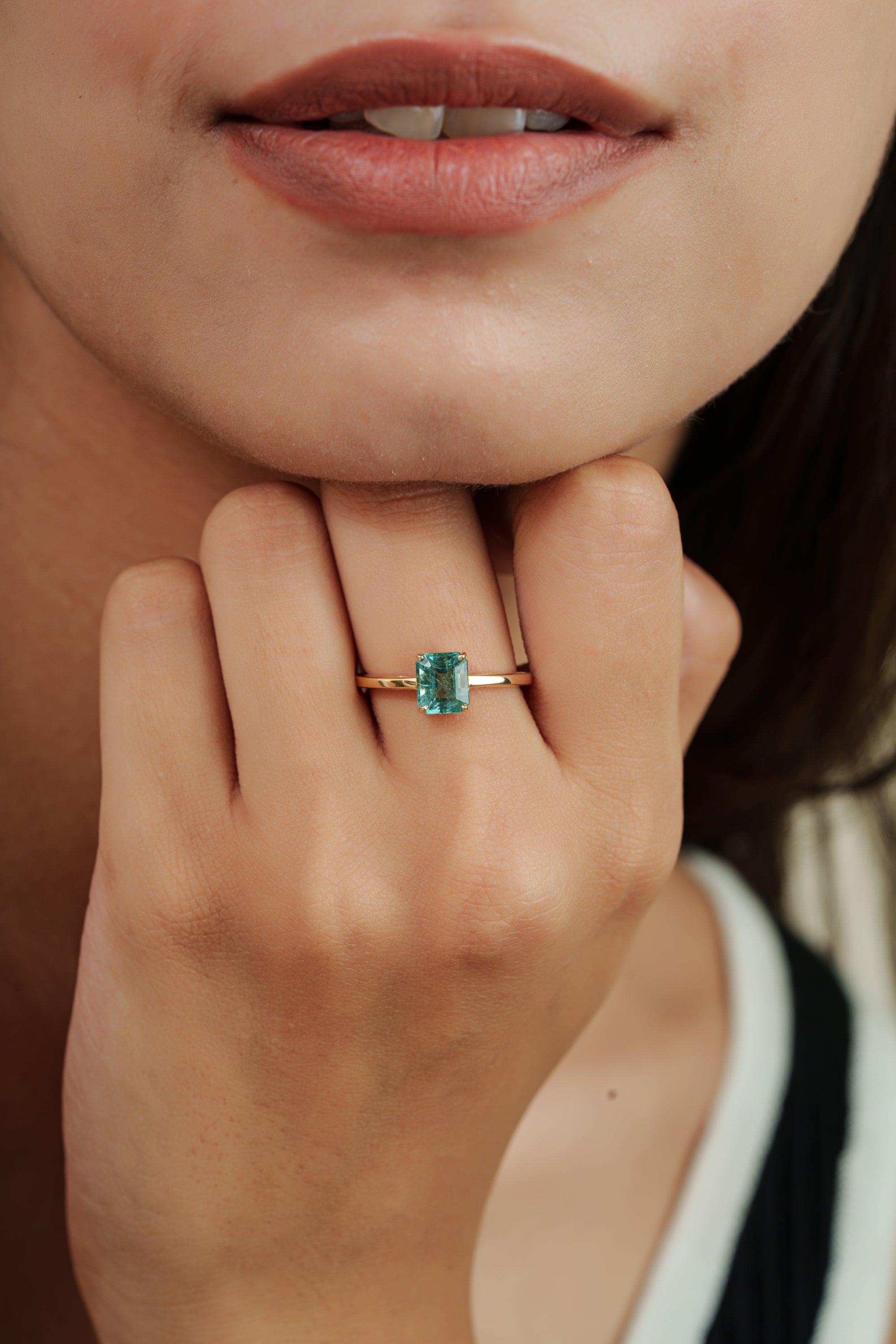 Square Emerald-Cut Emerald Ring