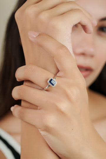 Blue Sapphire Bezel Set Ring
