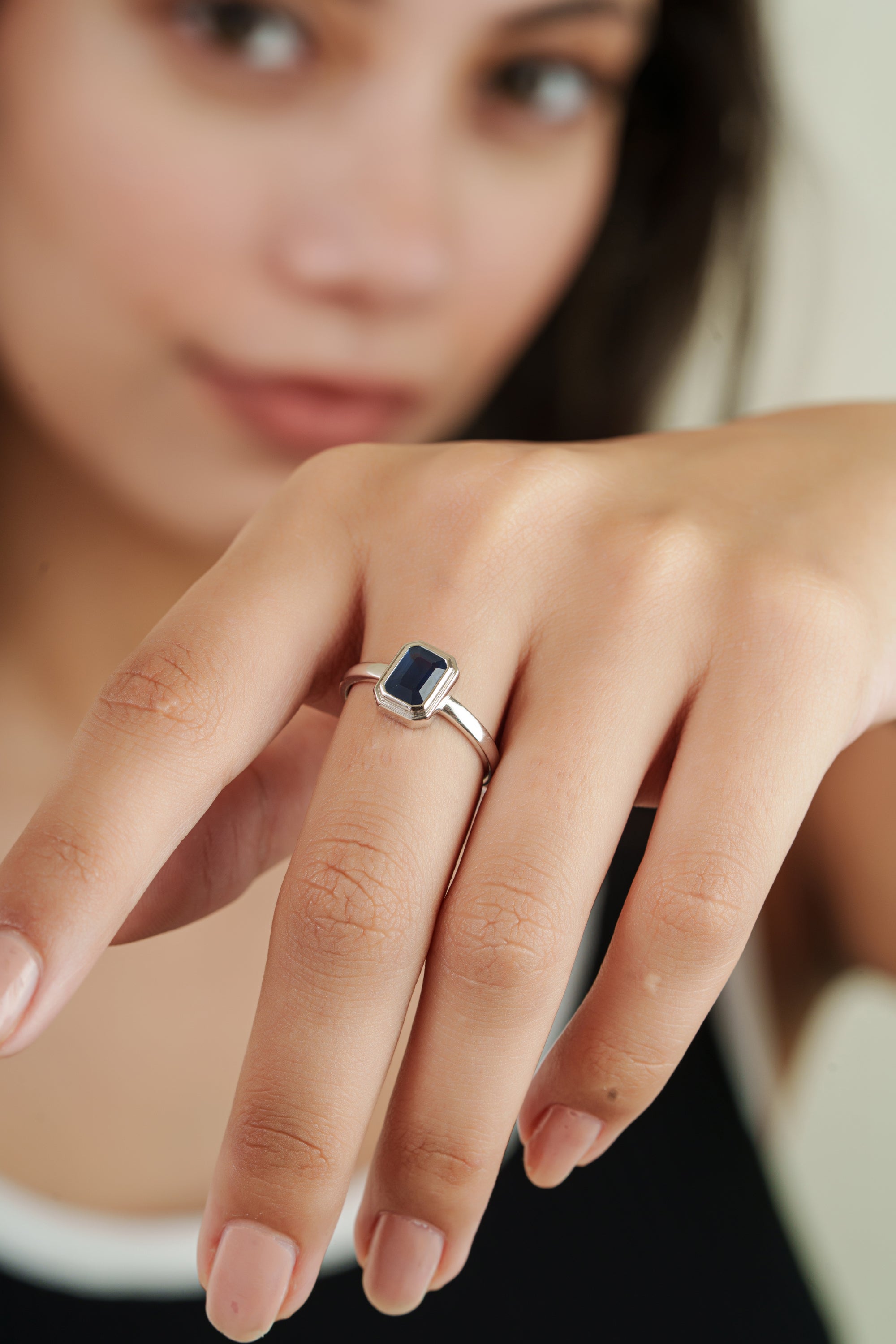 Blue Sapphire Bezel Set Ring