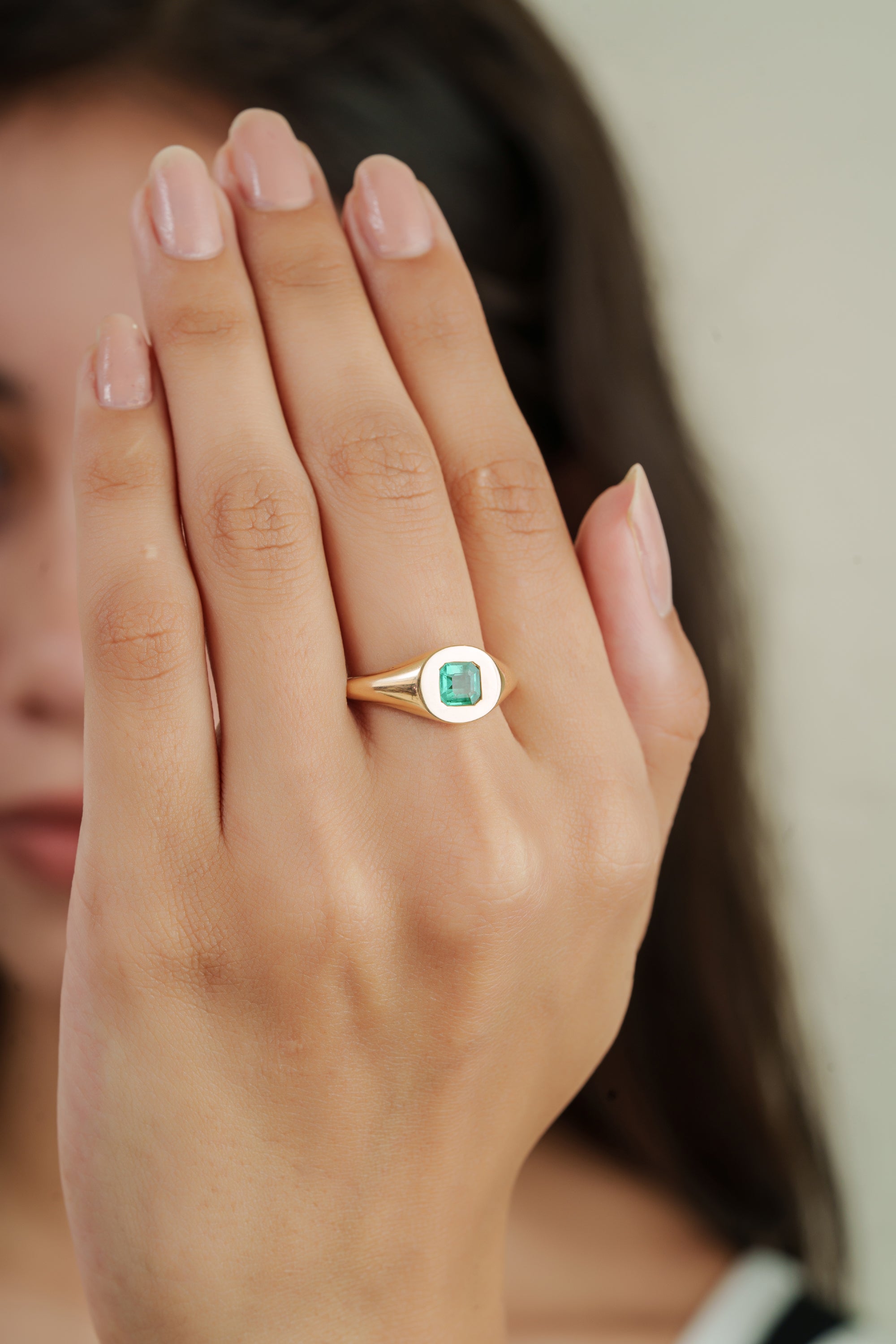 Natural Emerald Signet Ring