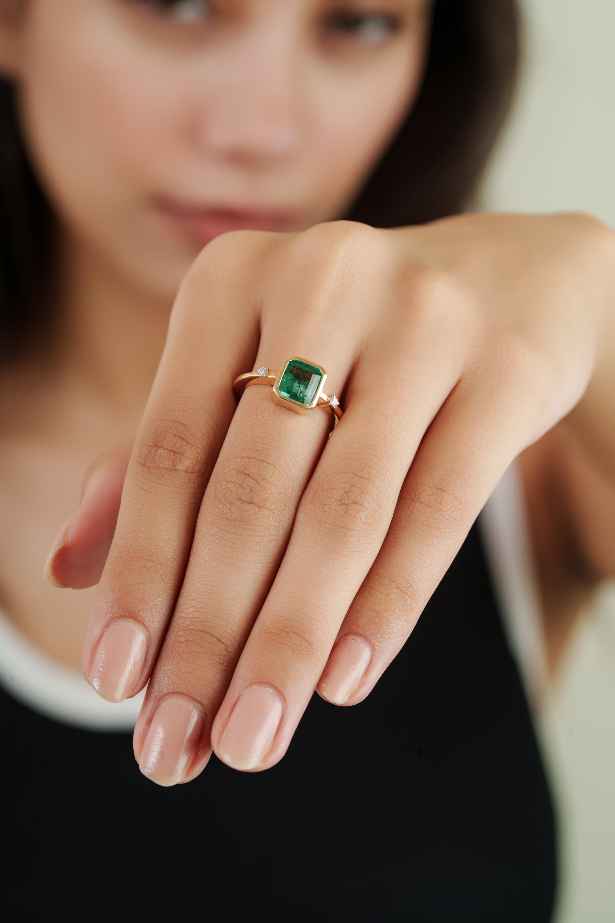 Natural Emerald Diamond Ring