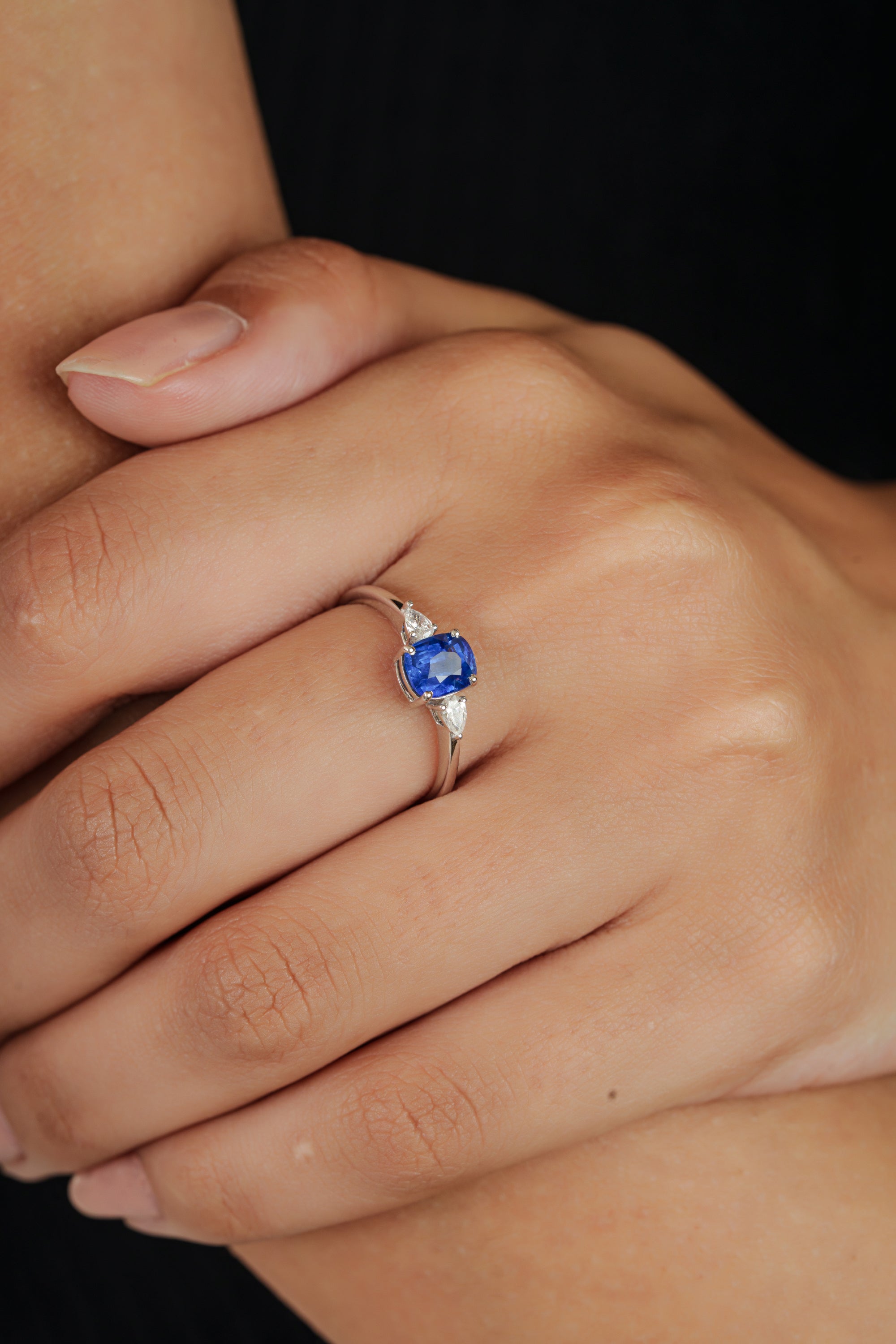 Natural Blue Sapphire Diamond Ring
