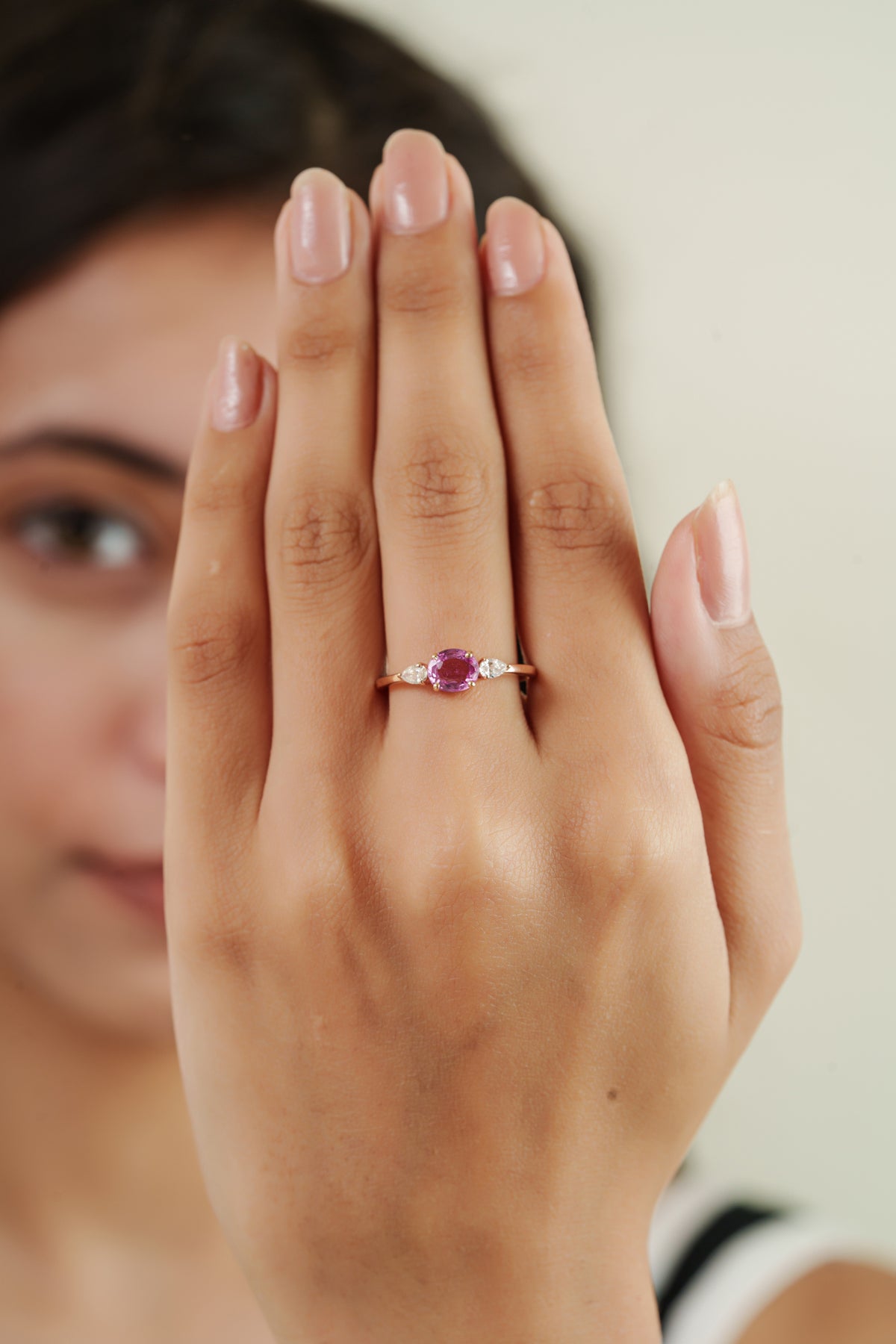 Pink Sapphire & Diamond Ring