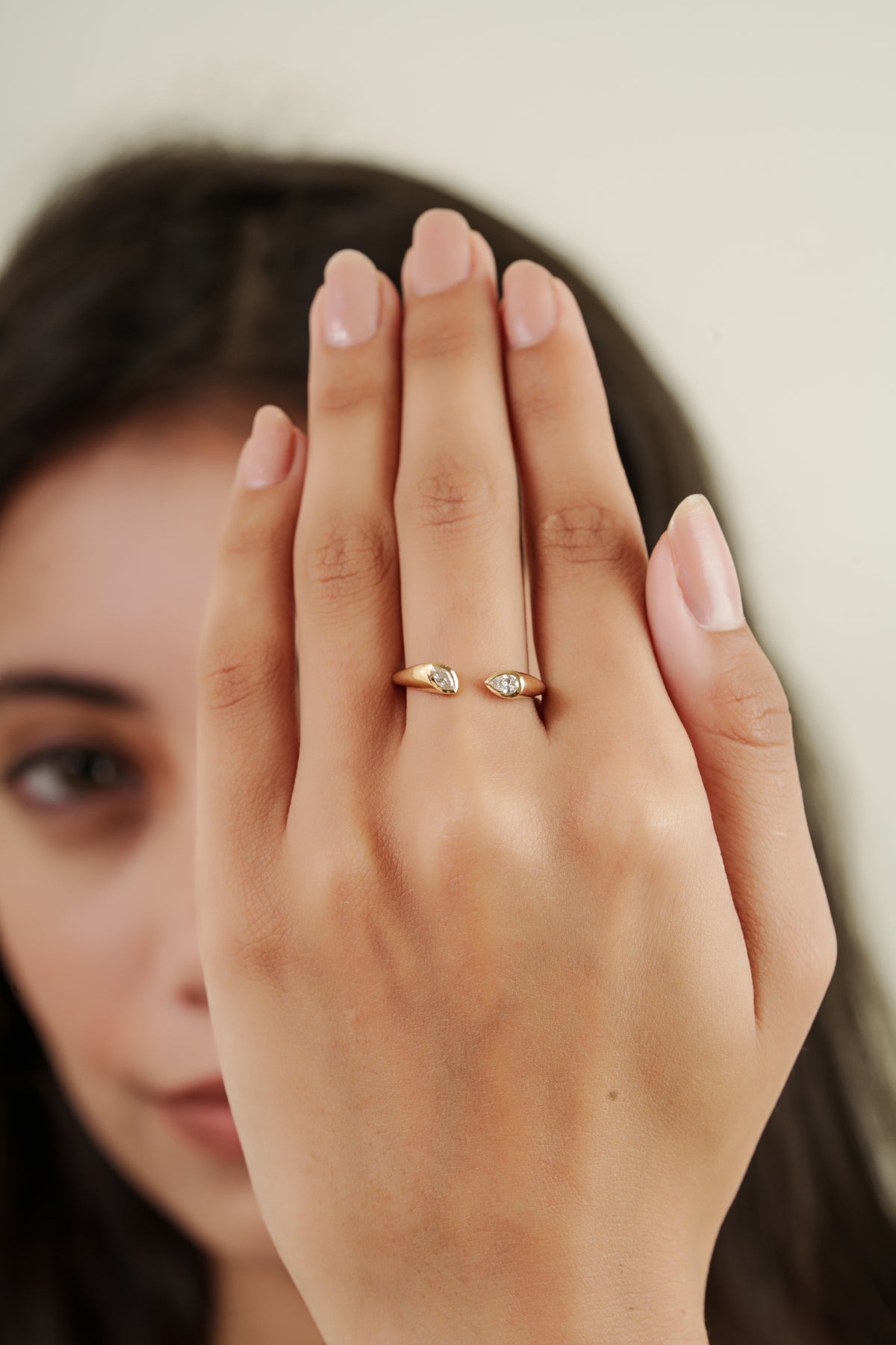 Pear Diamond Open Ring